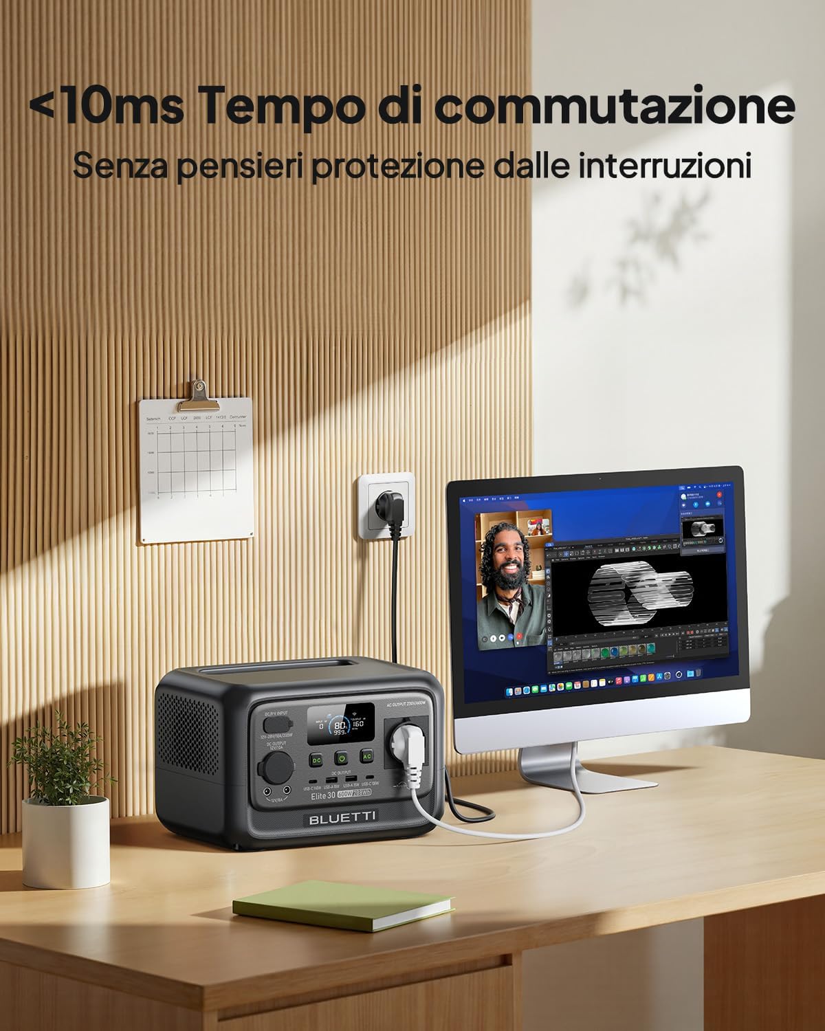 BLUETTI Stazione di Energia Portatile Elite 30 V2, Batteria LiFePO4 da 288Wh, Uscita CA da 600W (Picco 1500W), Ricarica Totale in 70 Minuti, Ideale per Campeggio, Viaggi, Interruzioni di Corrente