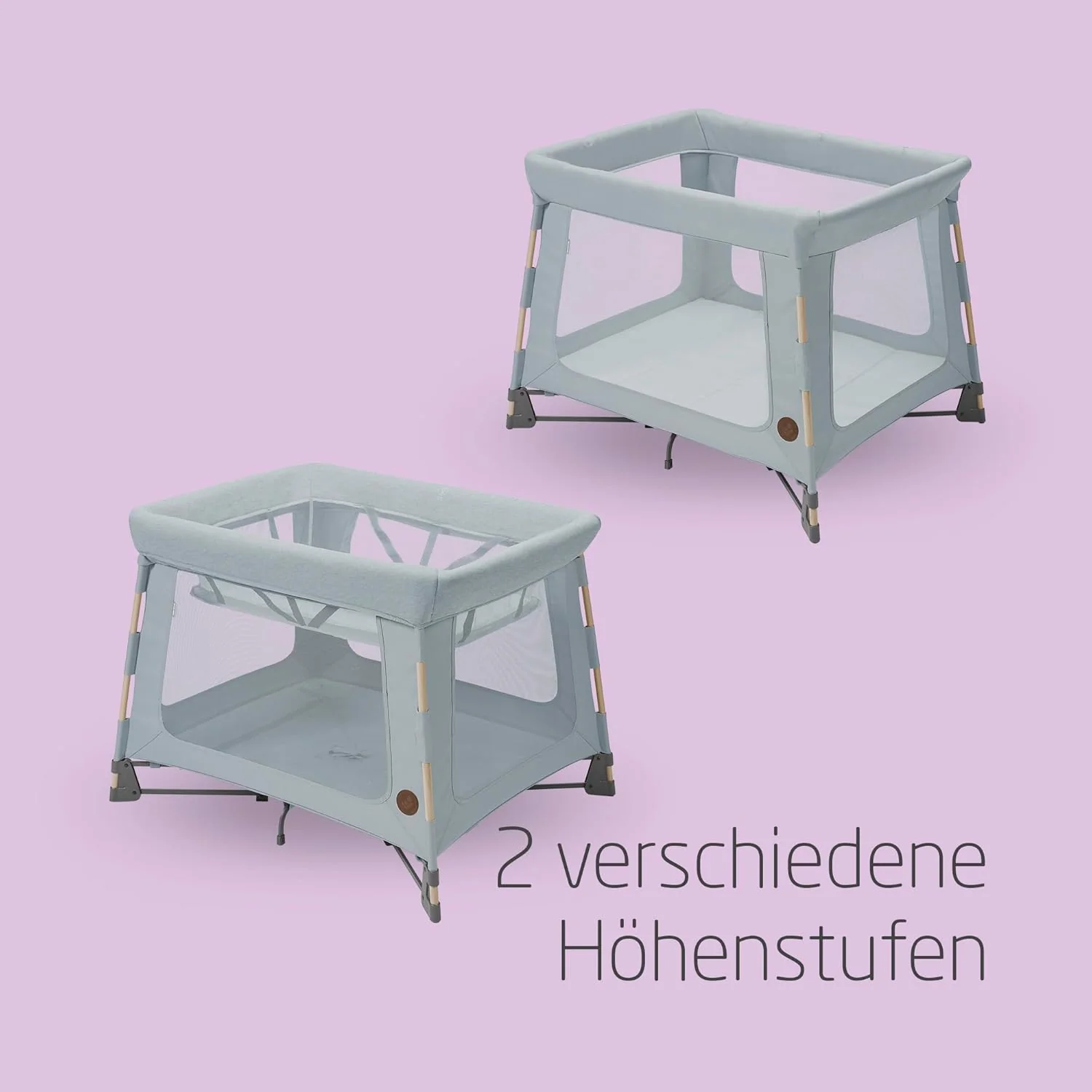 Maxi-Cosi Swift 3-in-1 reiswieg baby, wieg, 0-3,5 jaar, tot 15 kg, in hoogte verstelbare reiswieg, 2-in-1 matras, ultralicht, in 1 seconde inklapbaar, reistas, Eco Care, Beyond Grey