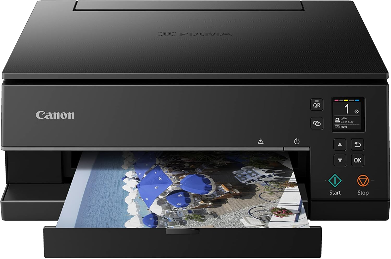 Canon PIXMA TS6350a Drucker Farbtintenstrahl Multifunktionsgerät DIN A4 (Fotodrucker, Scanner, Kopierer, OLED, 4.800x1.200 dpi, USB, WLAN, 5 separate Tinten, Duplexdruck, 2 Papierzuführungen), schwarz