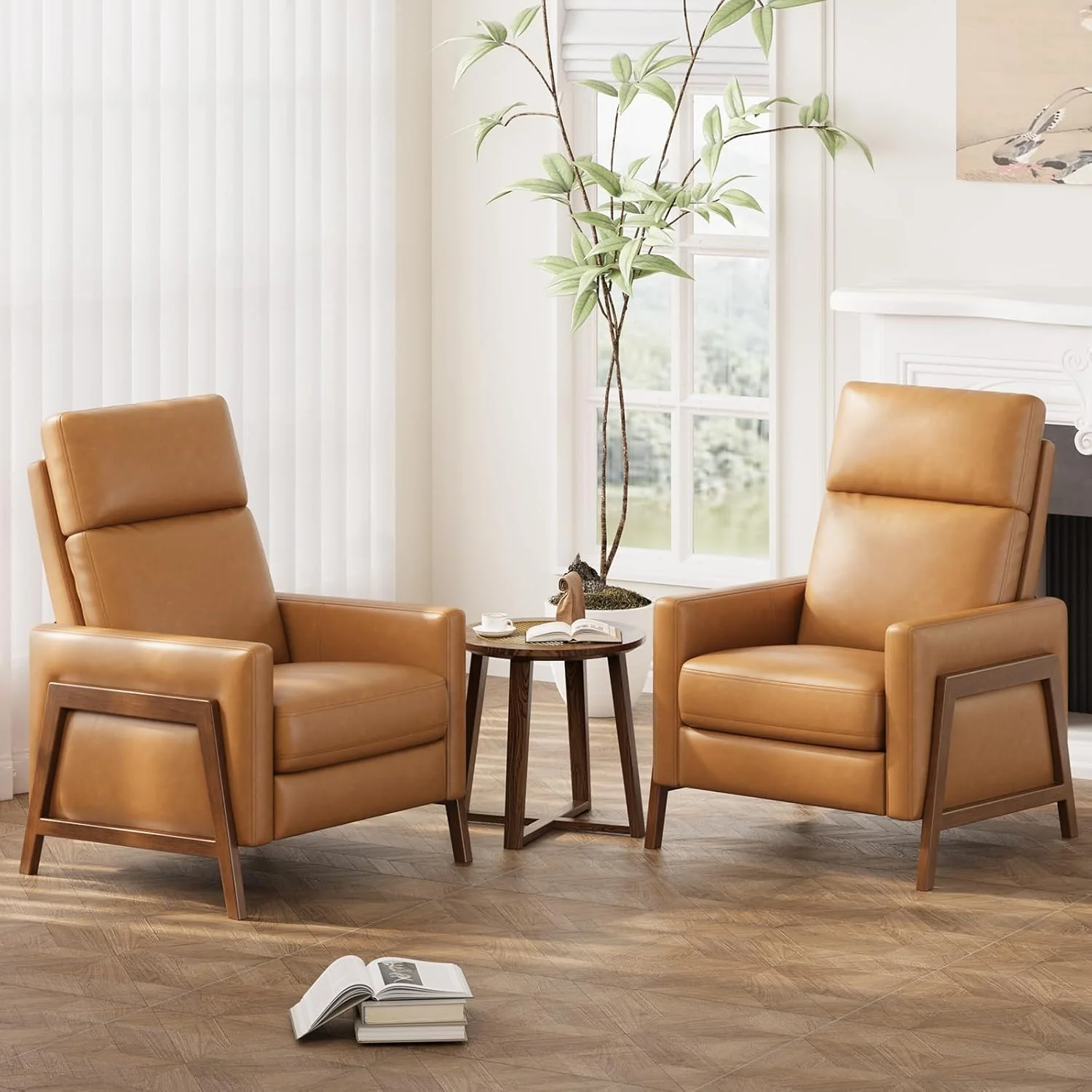 Push Back Recliner Chair Upholstered Leather Recliner