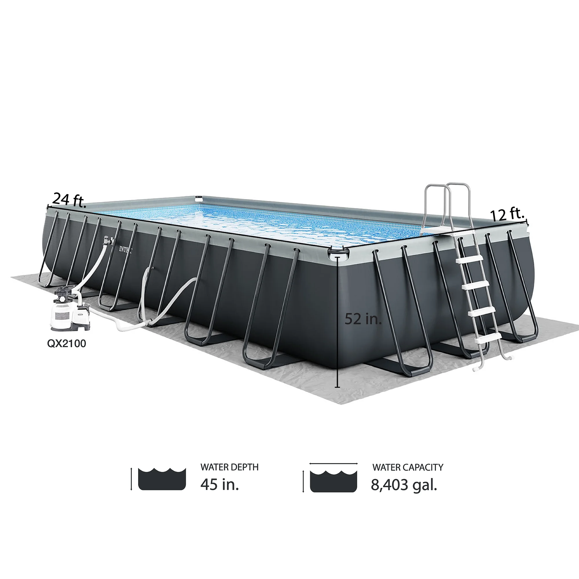 INTEX 24ft x 12ft x 52in Ultra XTR Above Ground Pool, Floats (2 Pack), & Inflatable Cooler