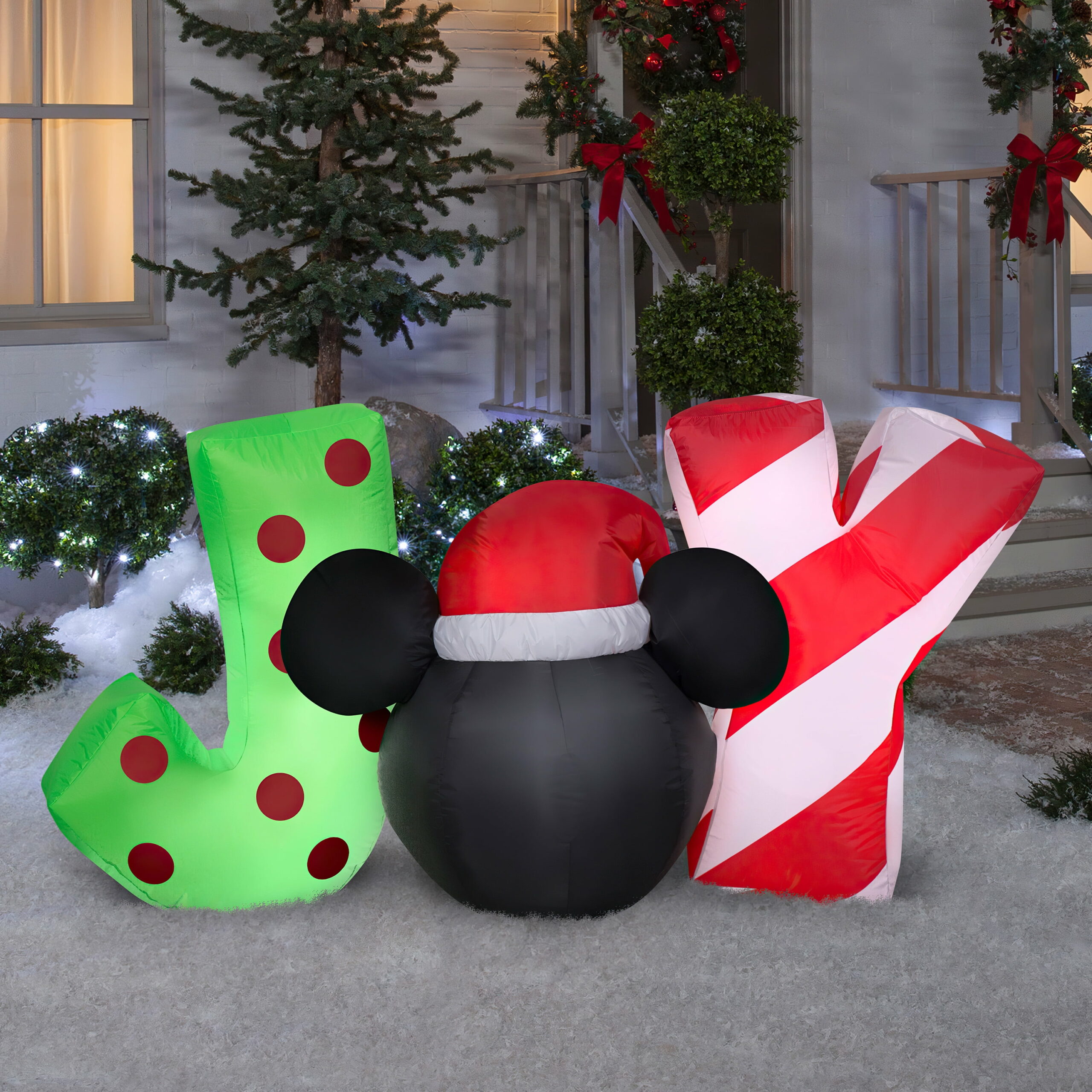 Gemmy 5&prime; Airblown Inflatable Christmas Mickey Mouse JOY Sign with LED Lights, Indoor/Outdoor Decor