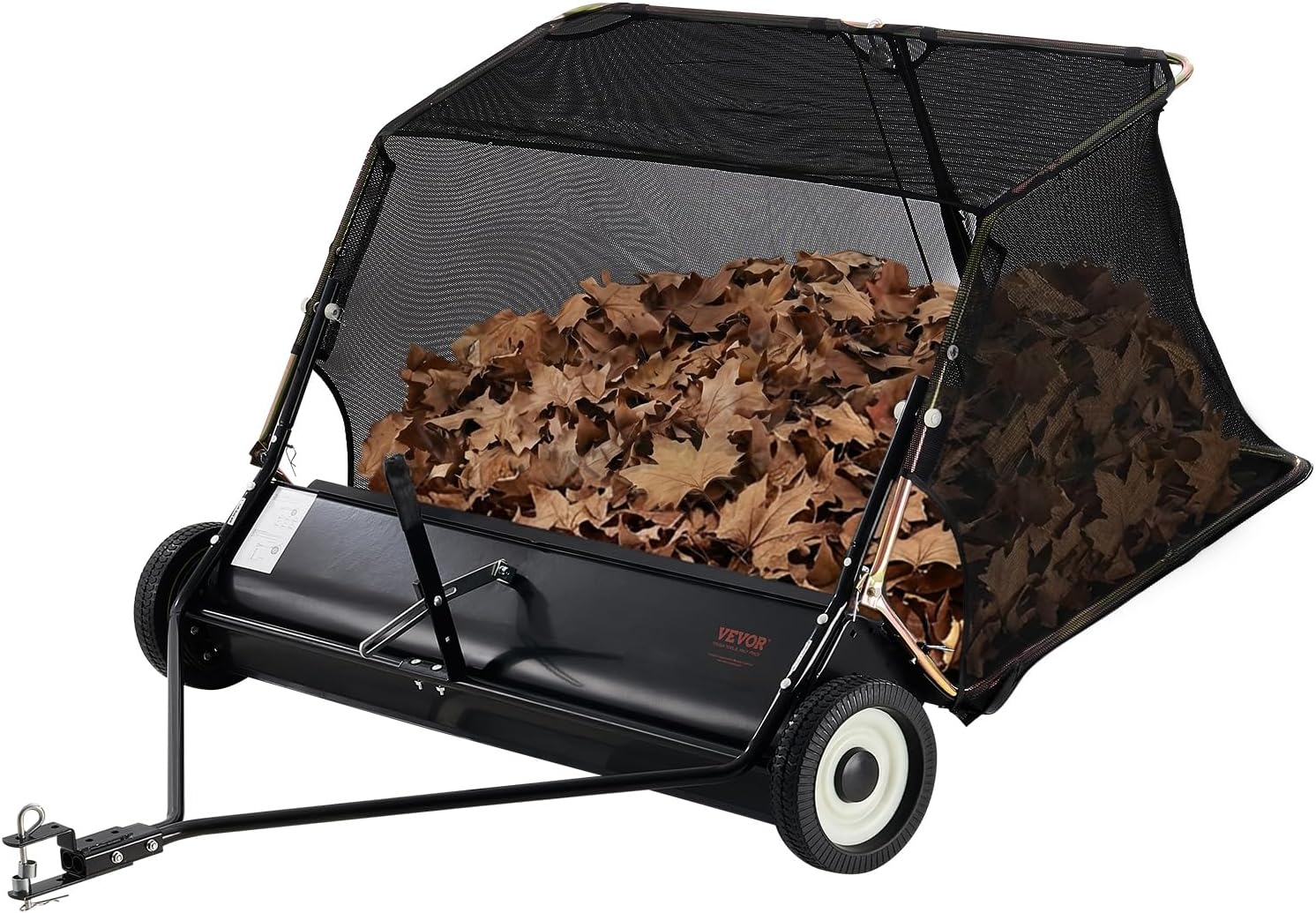 VEVOR 52 in Tow Behind Lawn Sweeper  26 cu.ft. Large Yard Sweeper  Adjustable Sweeping Height  Heavy Duty Leaf & Grass Collector with Dumping Rope  Pull Behind Sweepers for Debris Grass Clippings