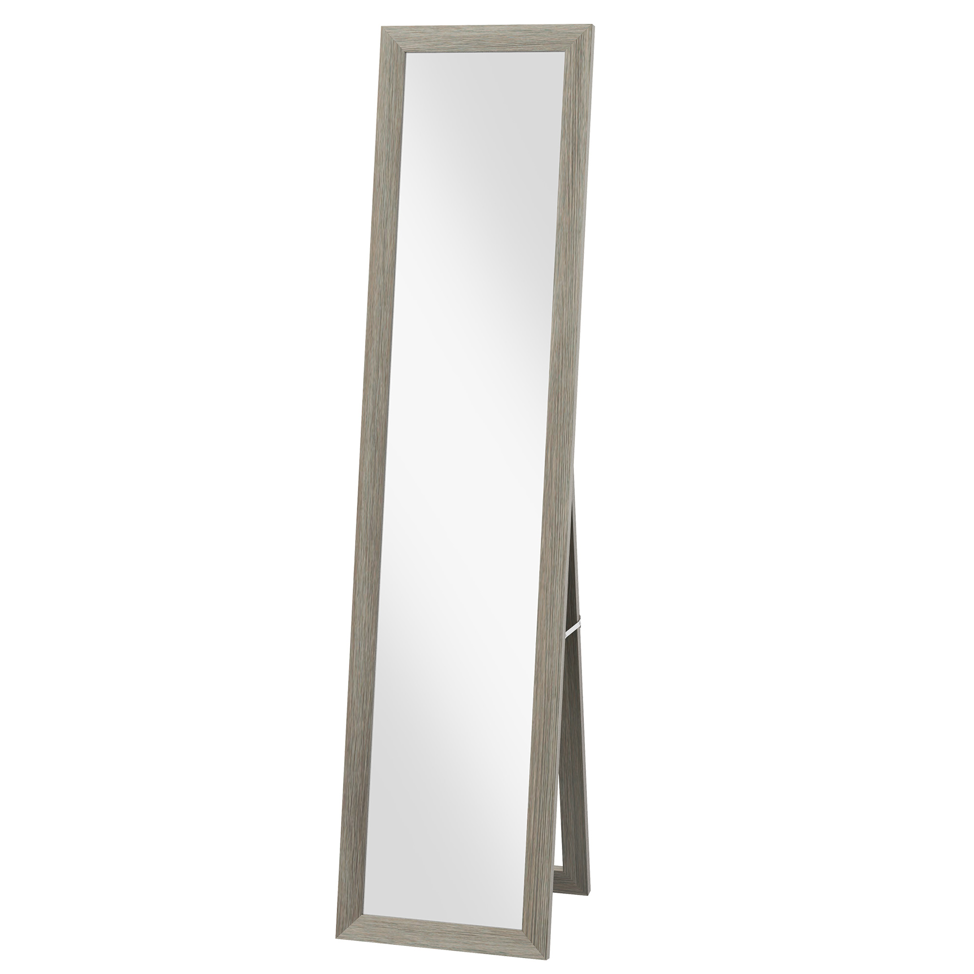 HOMCOM Standspiegel Bodenspiegel Wandspiegel, inkl. Wandbefestigung, Holzoptik, 37 cm x 40 cm x 155 cm, Braun