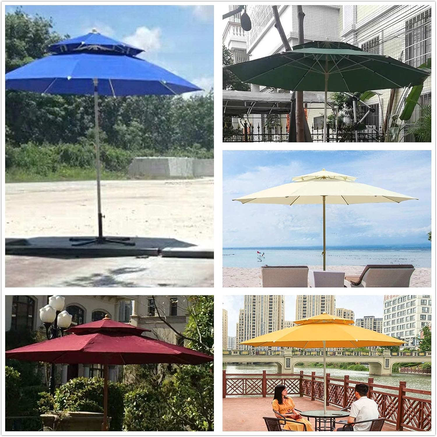 Garten Parasols Garten Parasol, Regenschirm, Doppel -Top -Parasol, runder Regenschirm, abnehmbar, für Outdoor, Strand, Innenhof, Terrassenschild im Freien Parasole