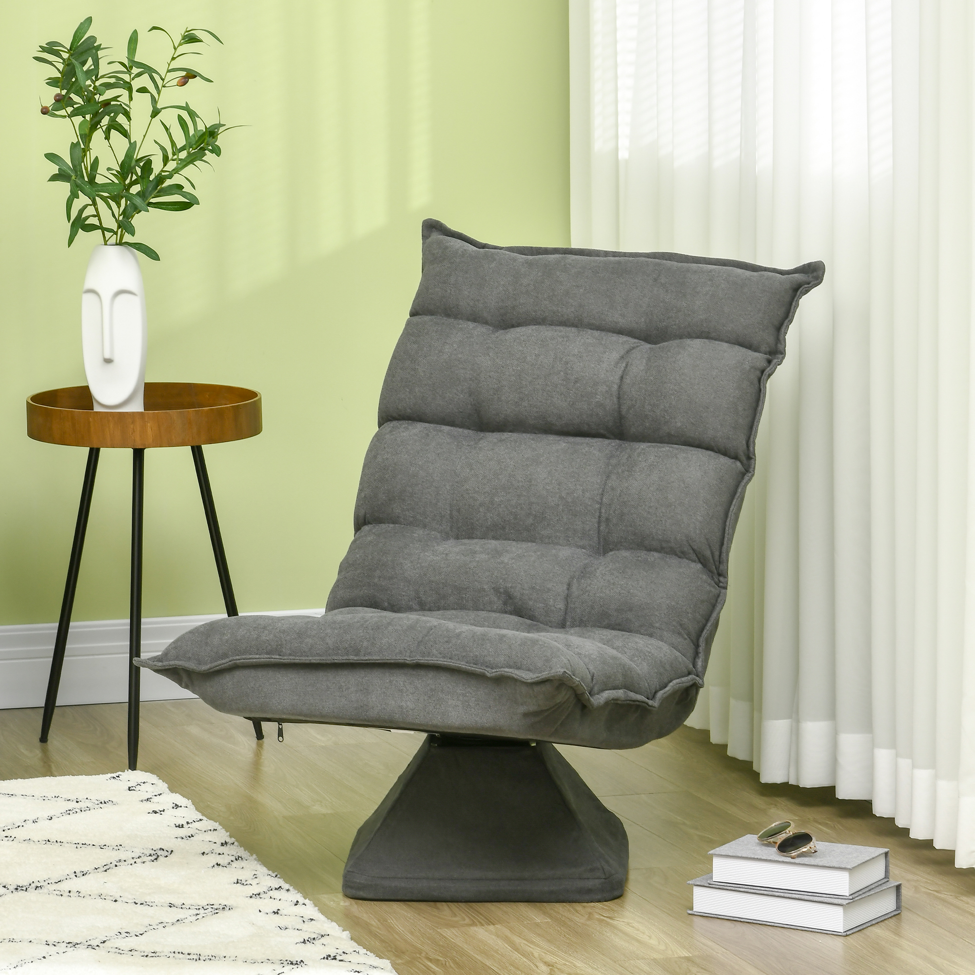 HOMCOM Relaxsessel Lesesessel, drehbar, Leinenoptik, 62 cm x 70 cm x 95 cm, Grau
