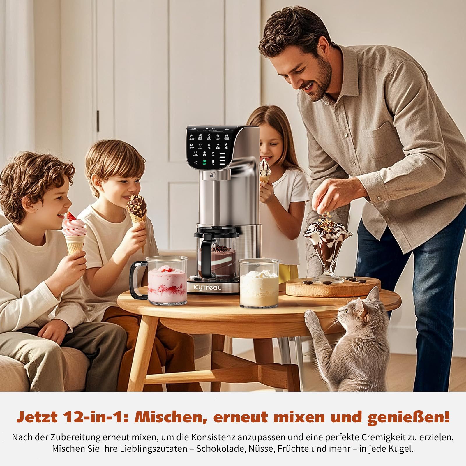 Eismaschine 12-in-1 Profi-Eiskreationen & perfekte Cremigkeit auf Knopfdruck