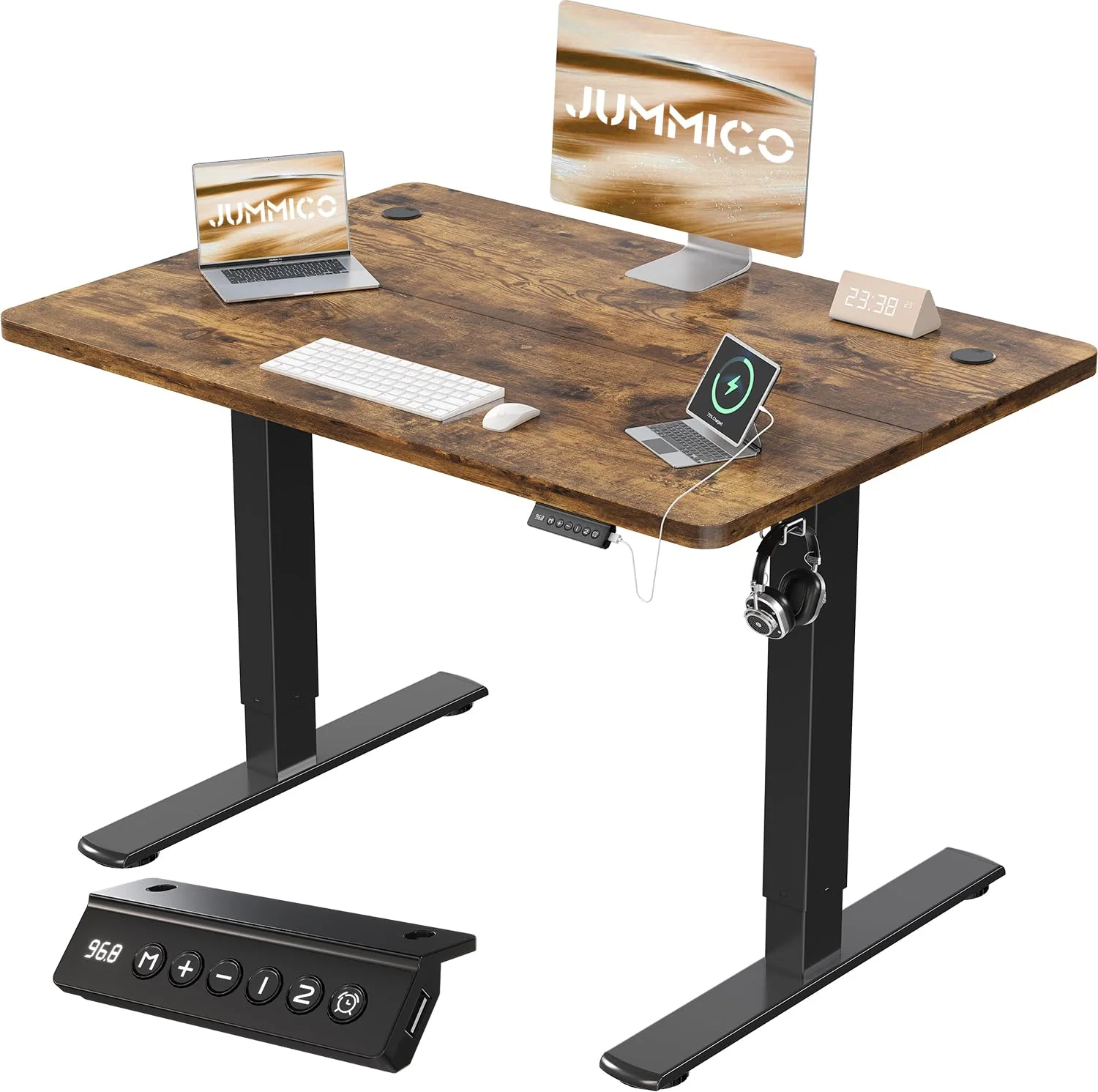 JUMMICO Elektrisch höhenverstellbarer Schreibtisch mit USB-Anschluss