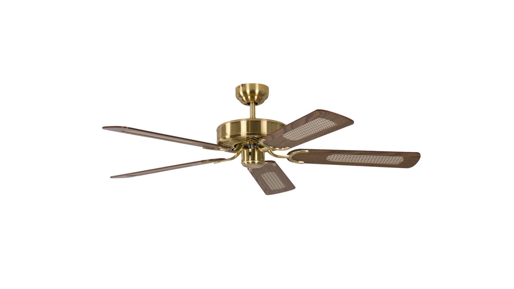 Deckenventilator Deckenventilator Potkuri Messing seidenmatt / Eiche