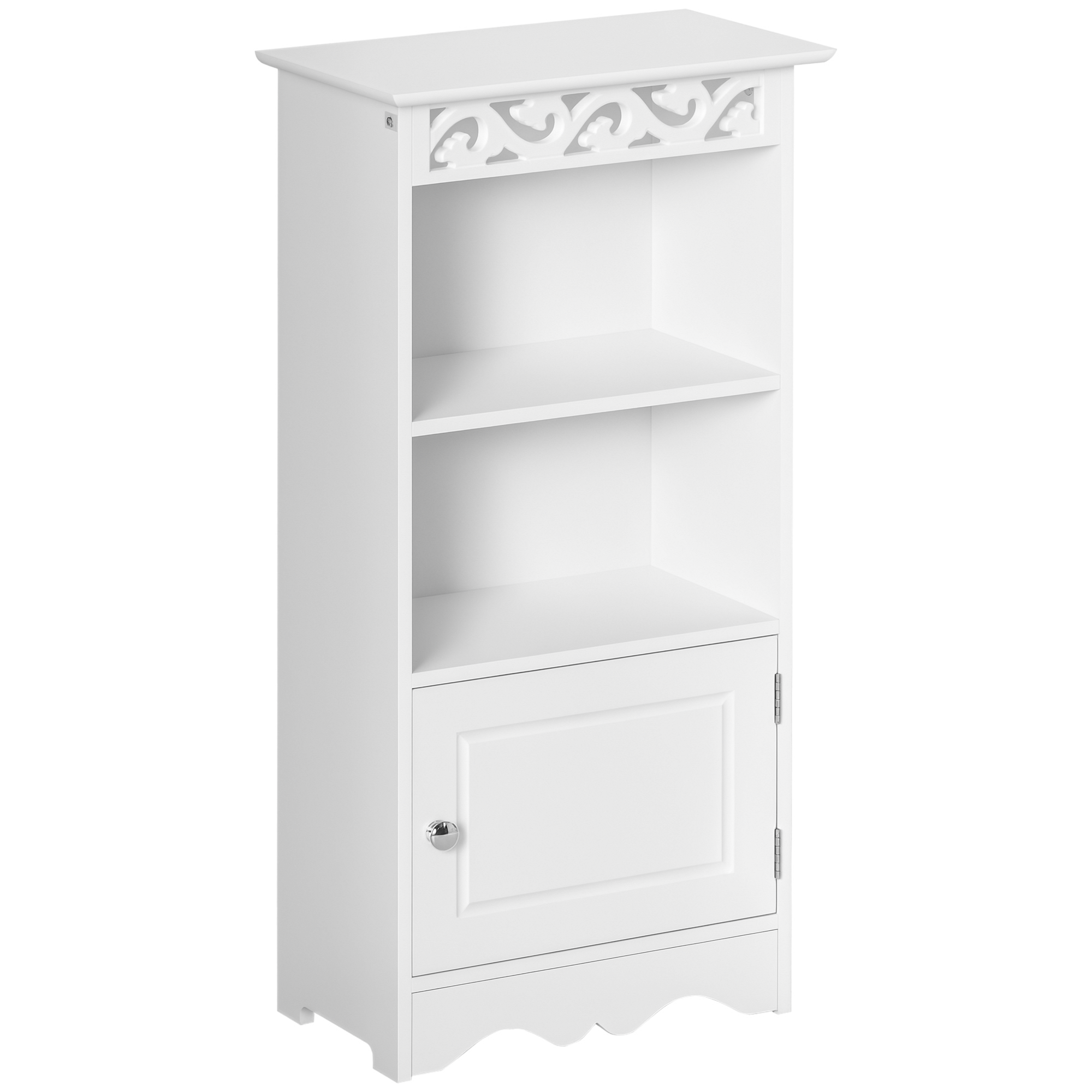 HOMCOM Sideboard, Küchenkommode mit 3 Fächern, Badschrank, Aufbewahrungsschrank, Küchenschrank, Beistellschrank für Wohnzimmer, Schlafzimmer, Weiß, 40 x 23 x 80 cm