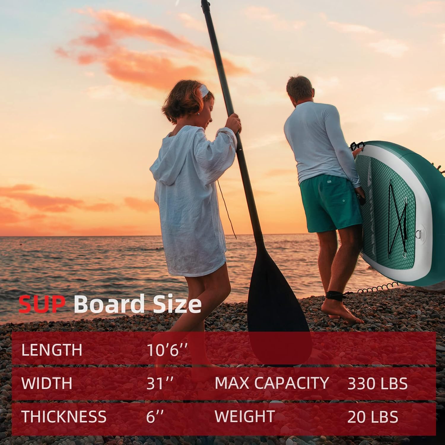 Abahub Tavola SUP Gonfiabile, 320x78x15cm Set Tavola Stand Up Paddle, Blu/Verde/Arancione/Rosso con Pagaia in Alluminio Regolabile, Sedile Kayak, per Kayak, Canoa, Pesca