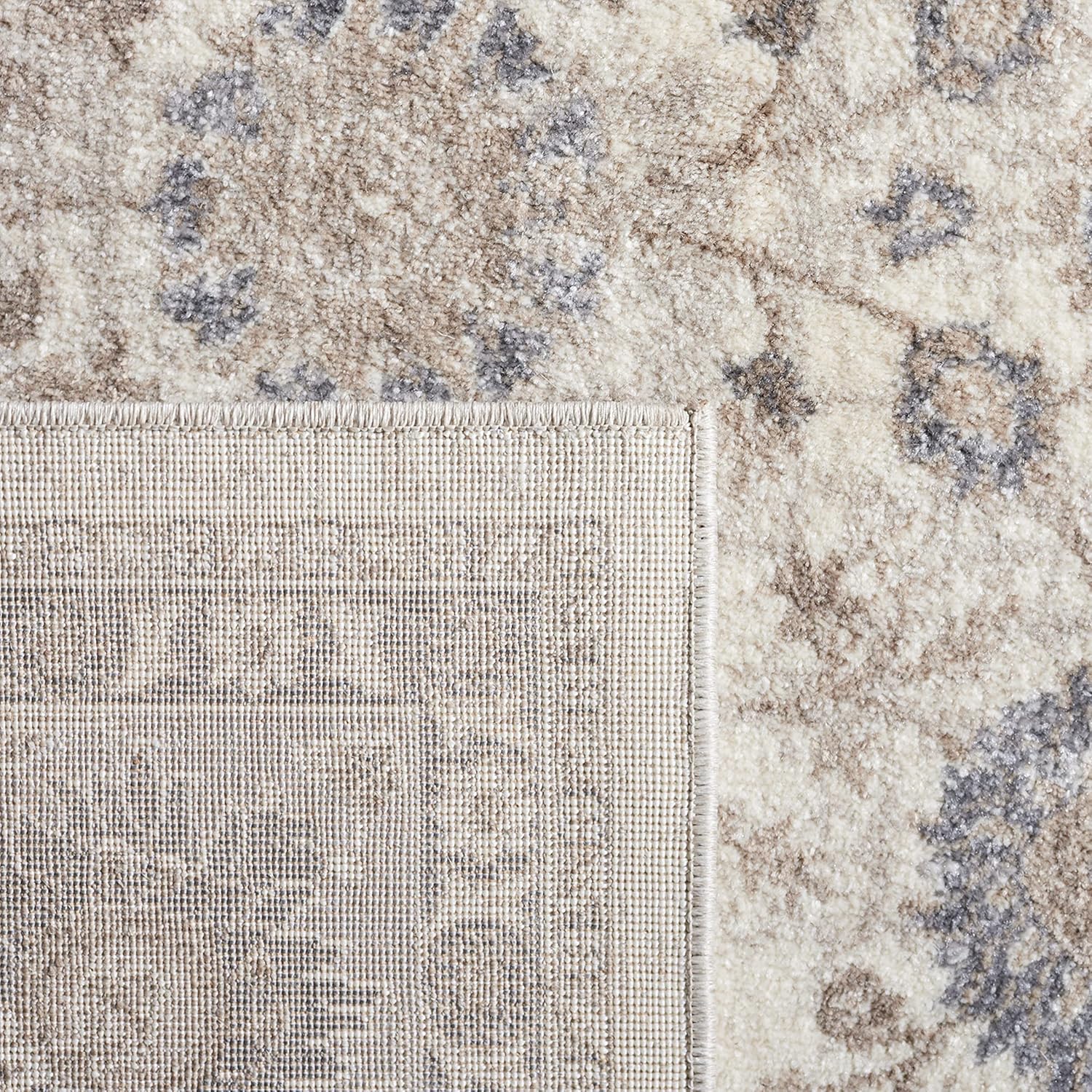 SAFAVIEH Sofia Collection 8' x 10' Ivory/Grey SOF330D Boho Tribal Oriental Distressed Non-Shedding Living Room Dining Bedroom Area Rug
