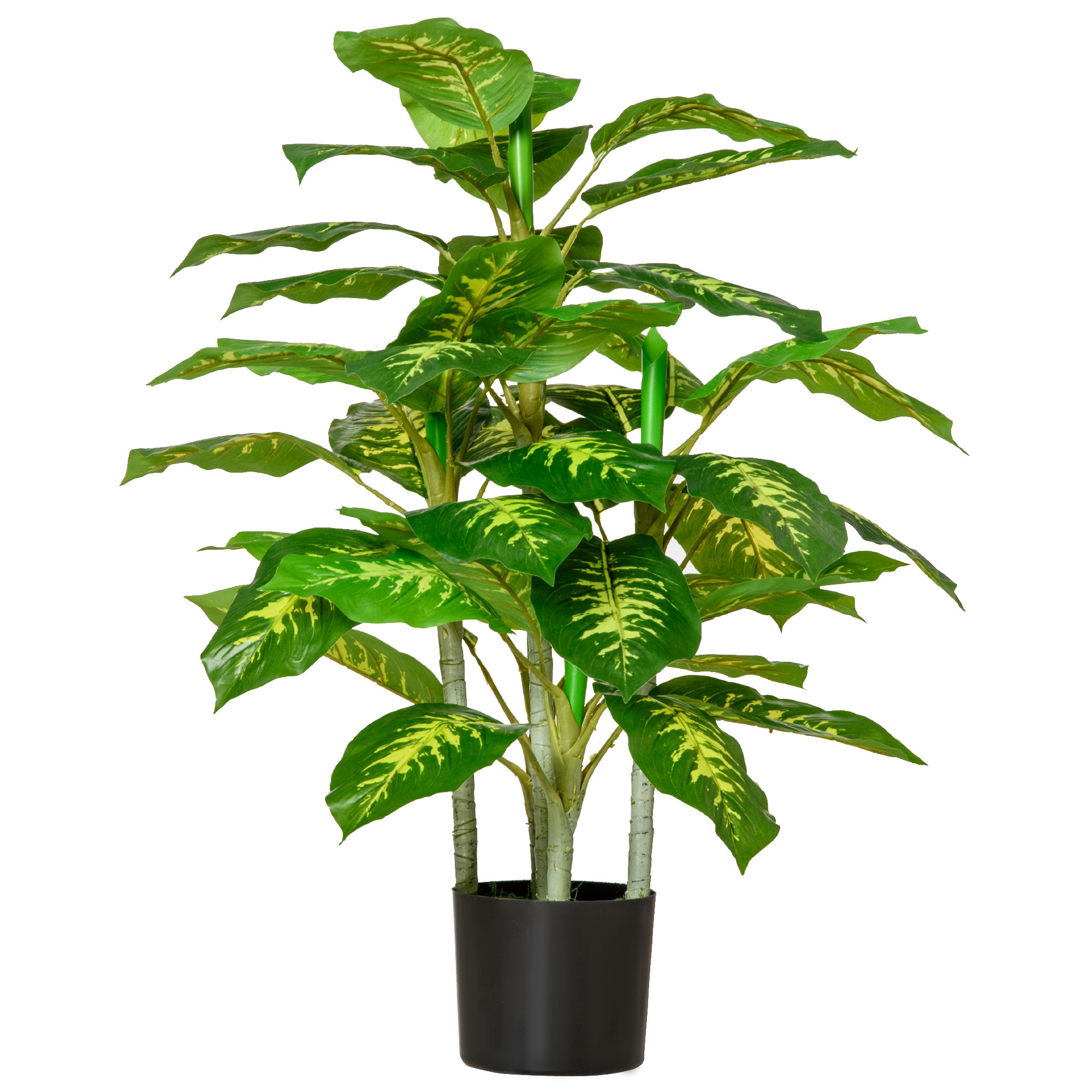 HOMCOM Kunstpflanze, Kunststoff-Pflanze, Zementtopf, Indoor und Outdoor, 95 cm, Grün