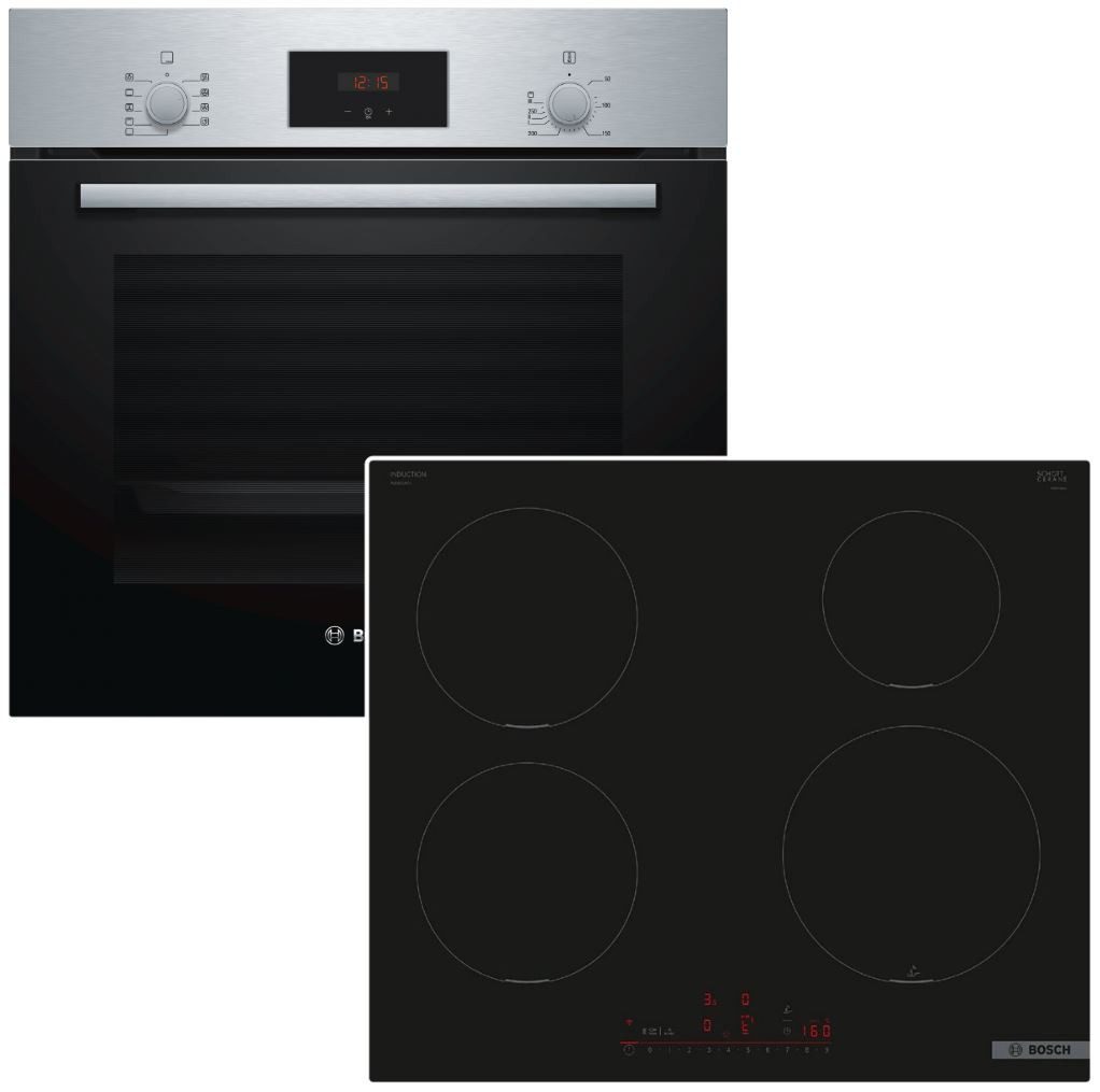 Backofen-Set 3D Heißluft Teleskopauszug + Induktionskochfeld PowerBoost HomeConnect