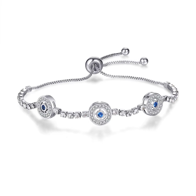 Sterling Silver Blue Eyes Mainstone Bracelet for Women