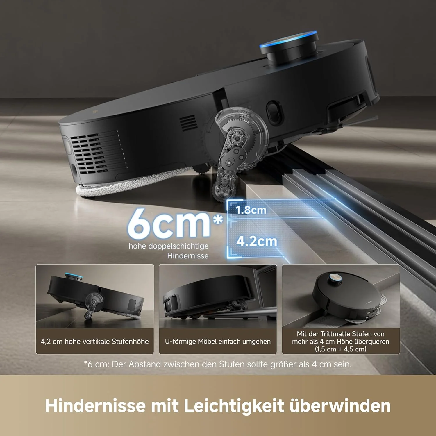 dreame X50 Master Staubsaugerroboter mit 24,9cm Basisstation, automatisches Nachfüllen und Entleeren, Nachlaufsystem, AI Hindernisvermeidung und 360° Navigation, 20.000 Pa