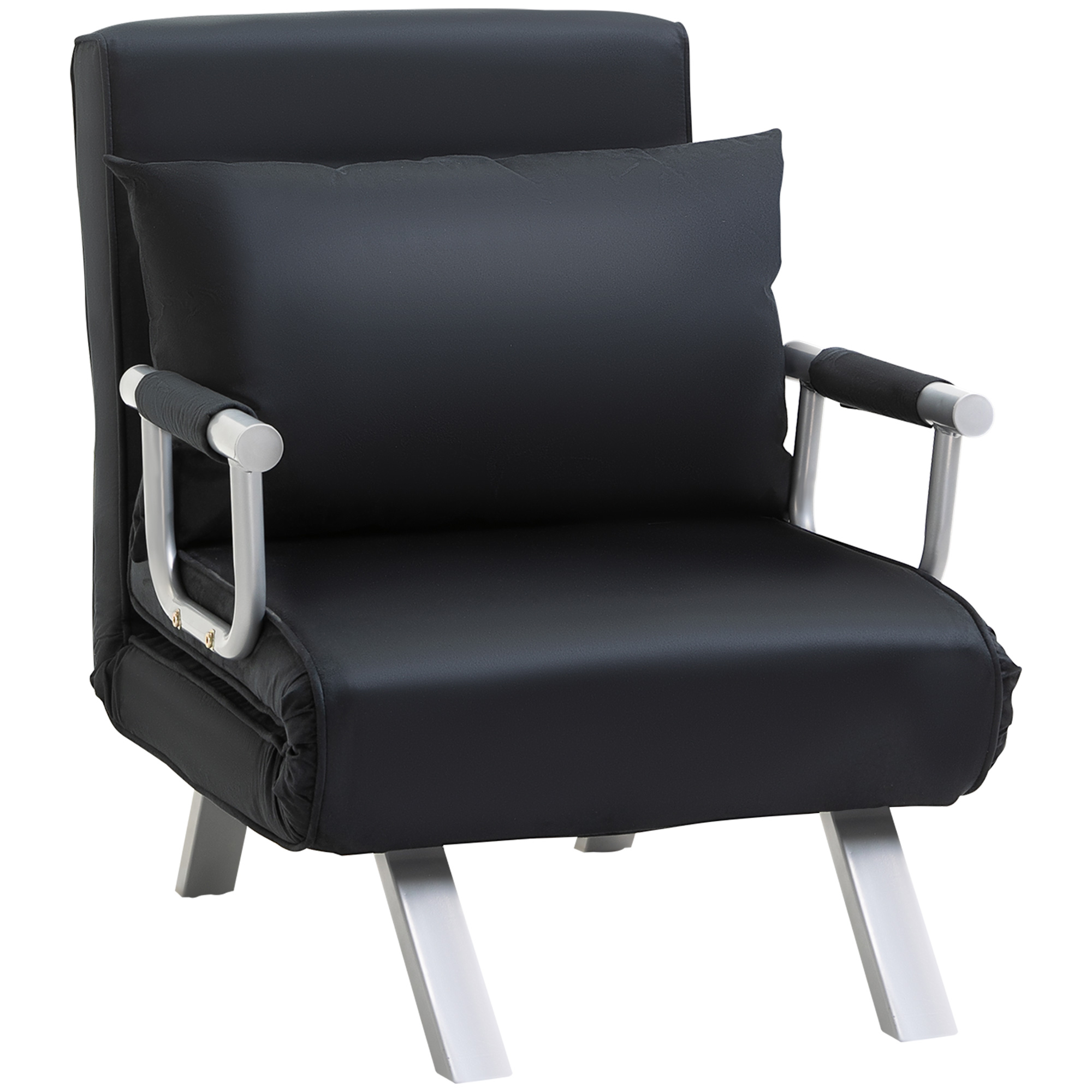 HOMCOM 3-in-1 Schlafsofa, Gästebett, Sessel inklusive Kissen, Schwarz