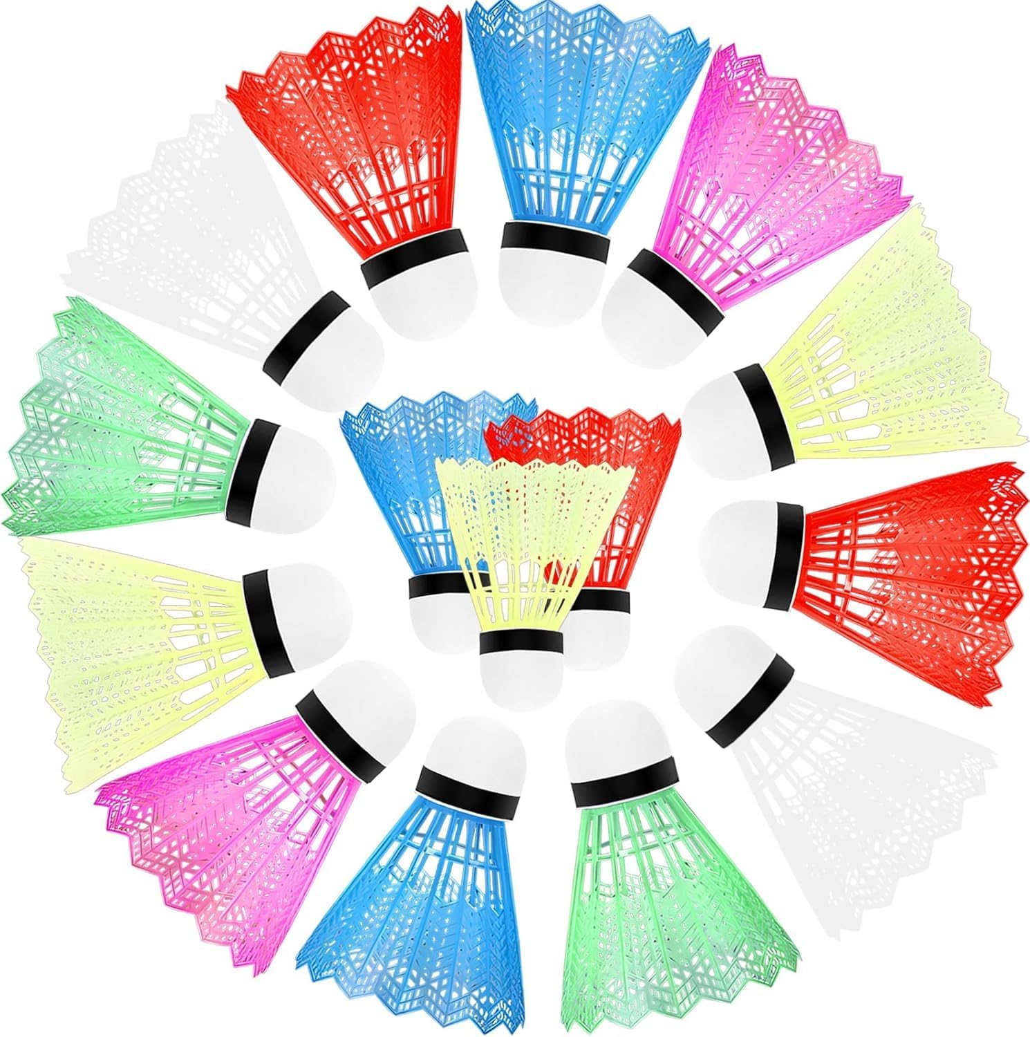 Simsky 16 Pezzi Palline da Badminton, Volani da Badminton, Set Palline per Volano, Colorate Durevole Badminton, per Interni, Sport all'aperto, Allenamento, Intrattenimento