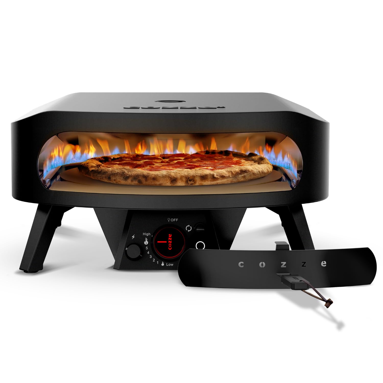 Gas-Pizzaofen 17 Zoll mit rotierendem Pizzastein Ø43 cm, bis 600 °C, Pizza in 2 Minuten