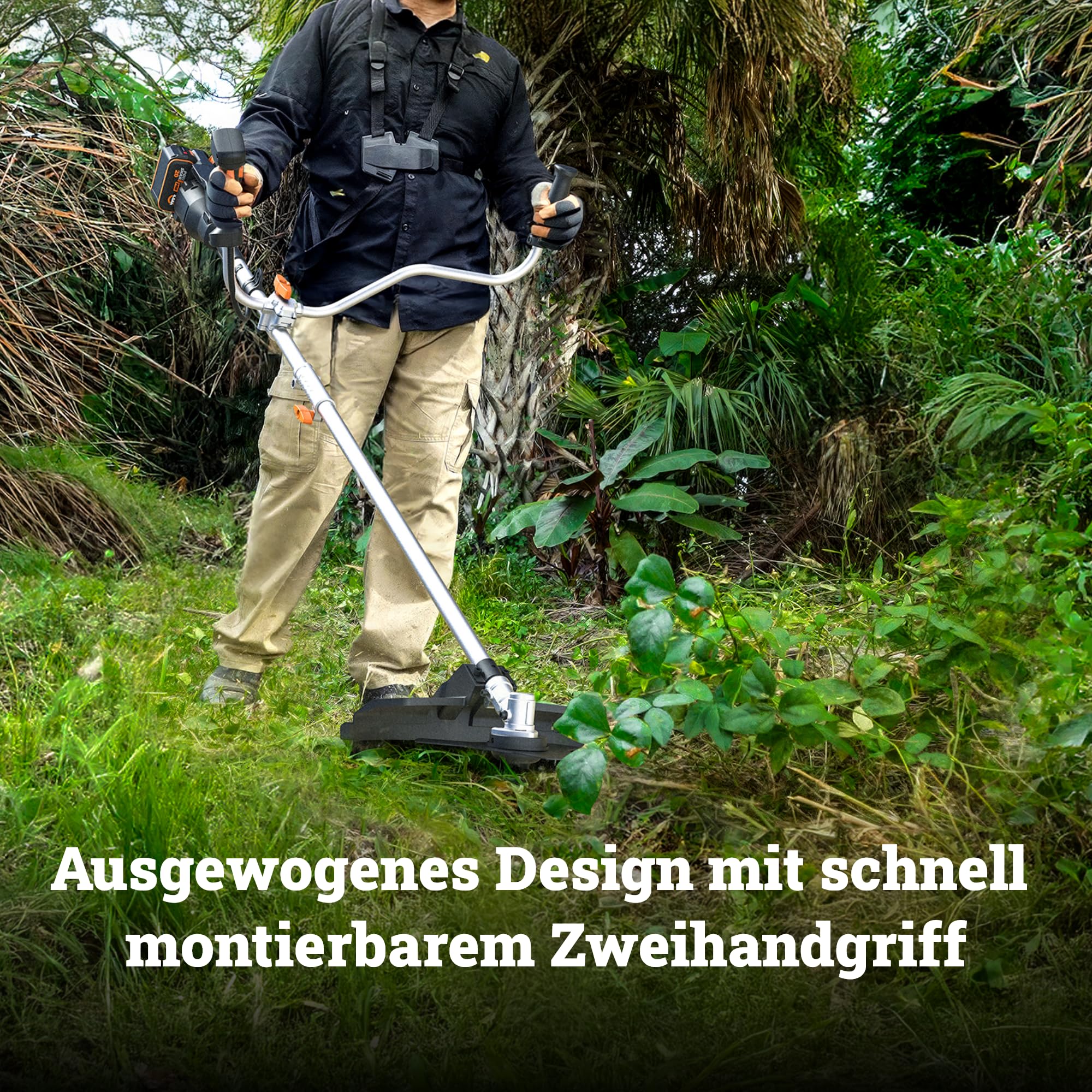 Akku-Sense 40V WG084E.9 mit bürstenlosem Motor und 38 cm Schnittbreite, ohne Akku und Ladegerät