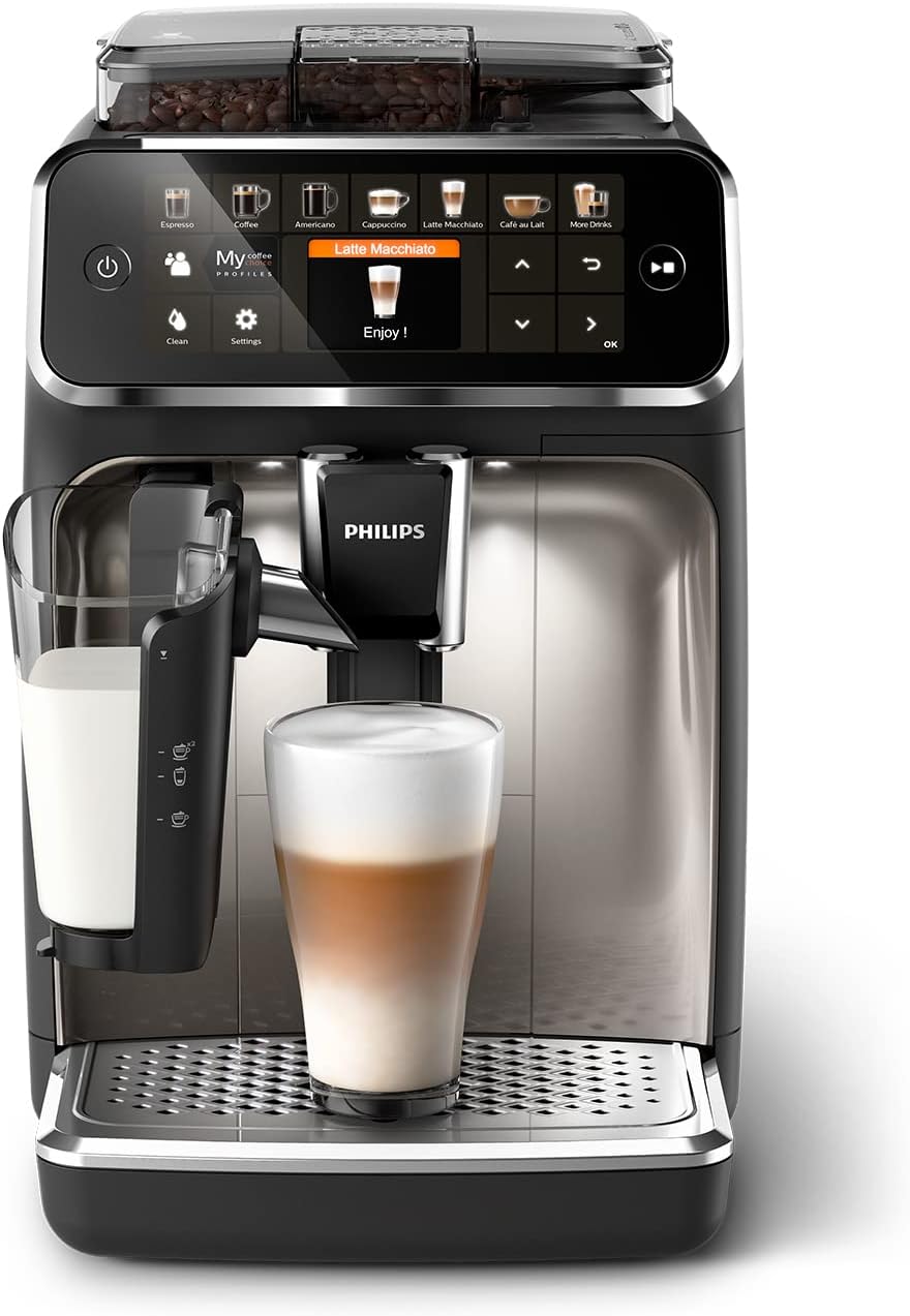 5400 Series Macchina da Caffè Automatica - Montalatte LatteGo, 12 Bevande, Display Intuitivo, 4 Profili Utente, Cromato (EP5547/90)