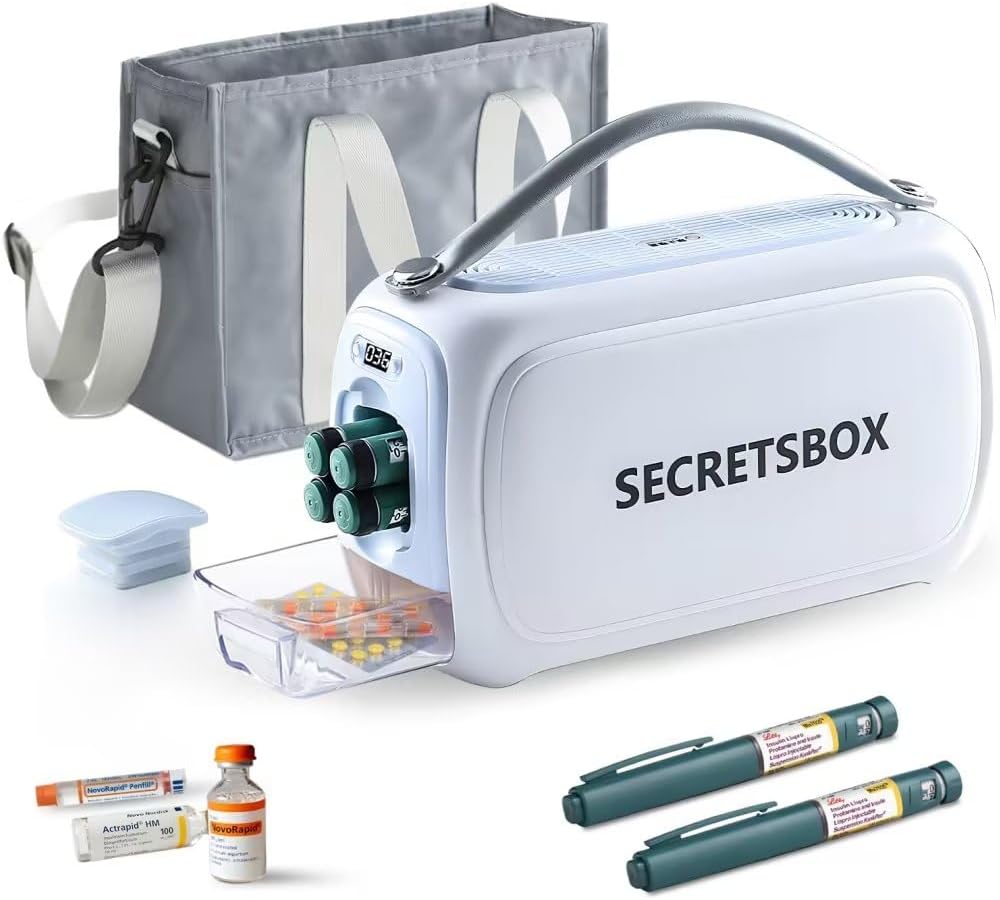 Frigorifero Portatile per Medicinali, Dispositivo di Raffreddamento per Insulina 2-8℃ Schermo Digitale con Controllo Intelligente della Temperatura, per Viaggi e Auto, Approvato dalla TSA