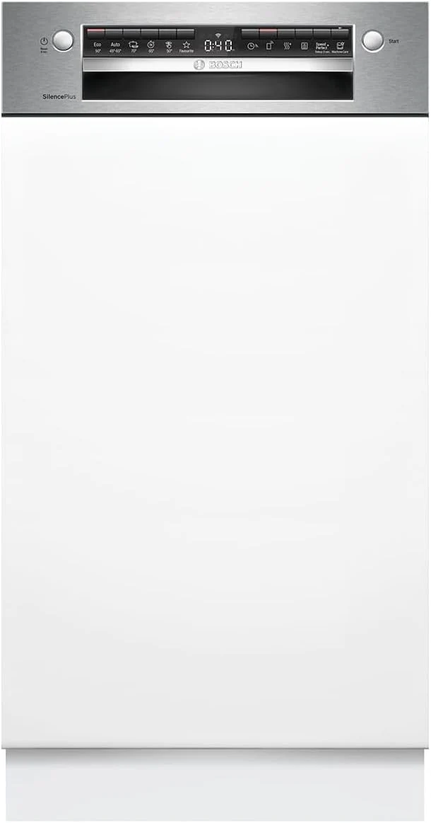 Bosch SPI4HMS49E Serie 4 Teilintegrierter Geschirrspüler 45 cm, Smart Start, AquaStop, Home Connect, VoiceControl, EcoSilence Drive, Gebürsteter Stahl