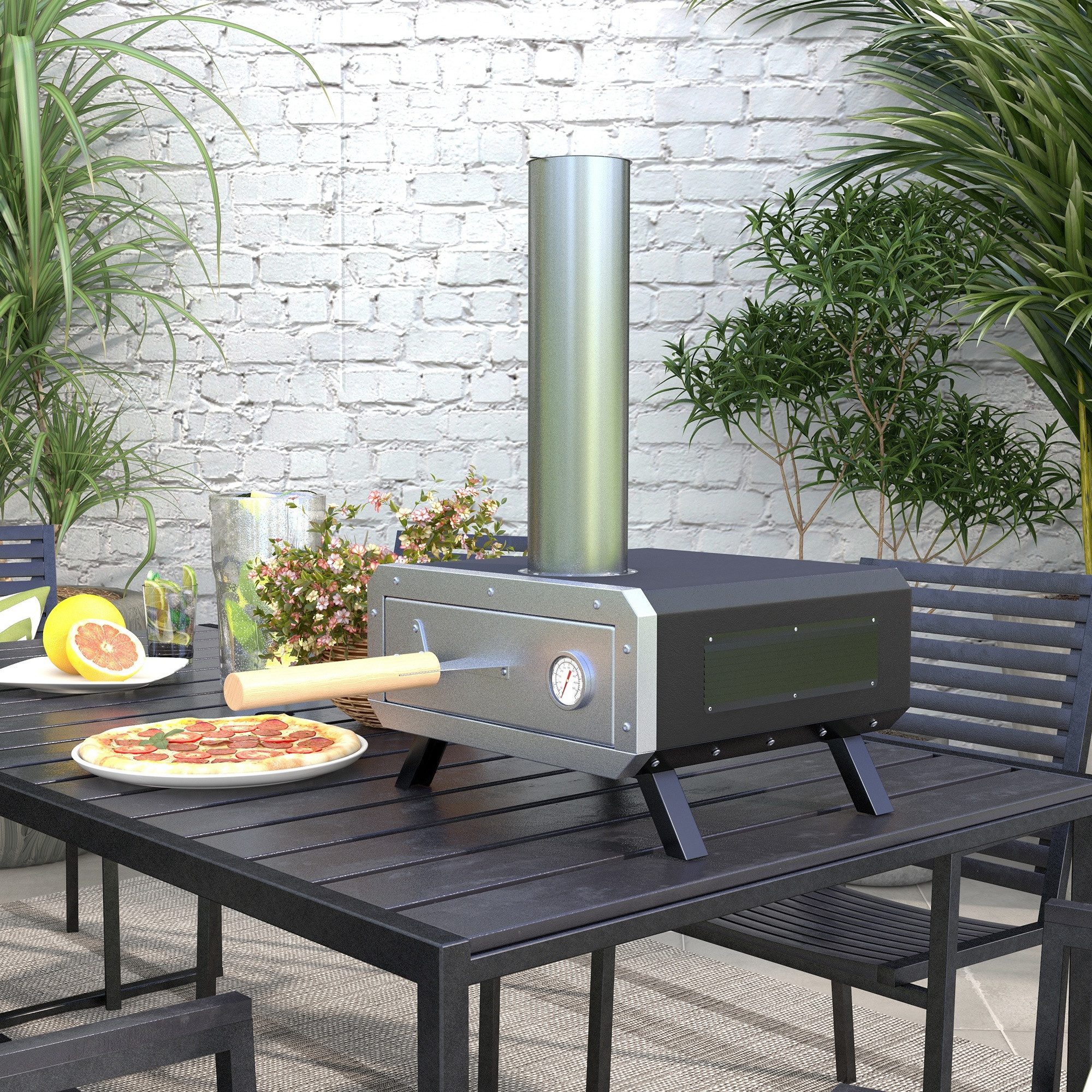 Pizzaofen Outdoor mit Pizzastein Holzbackofen