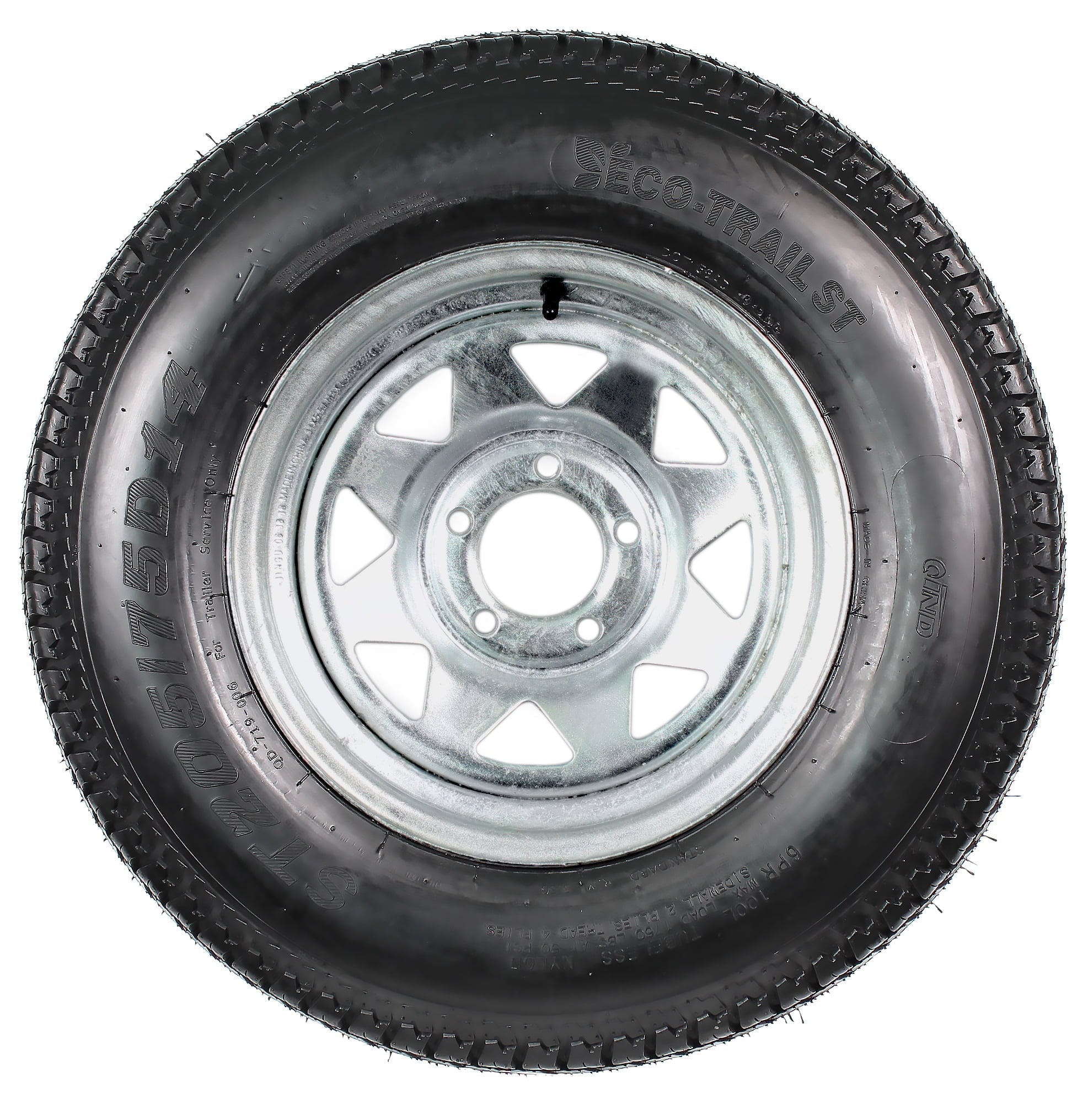Trailer Tire On Rim ST205/75D14 2057514 F78 14 5 Lug Wheel Spoke Galvanized