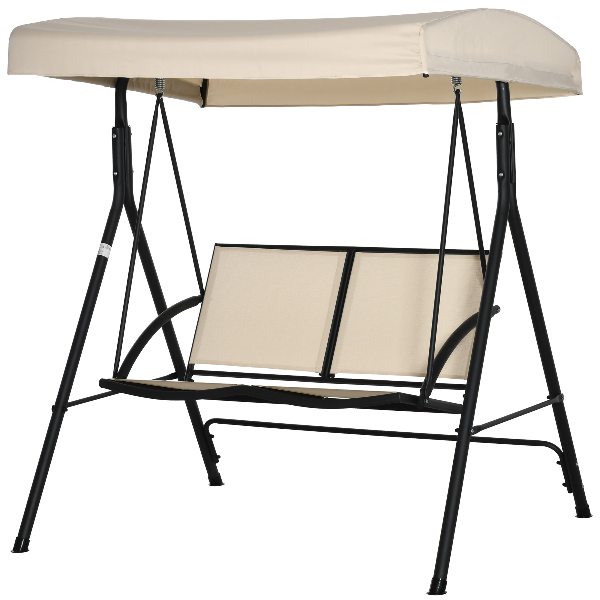 Outsunny Gartenschaukelstuhl für 2 Personen mit verstellbarem Sonnendach, 140x118x162cm Beige