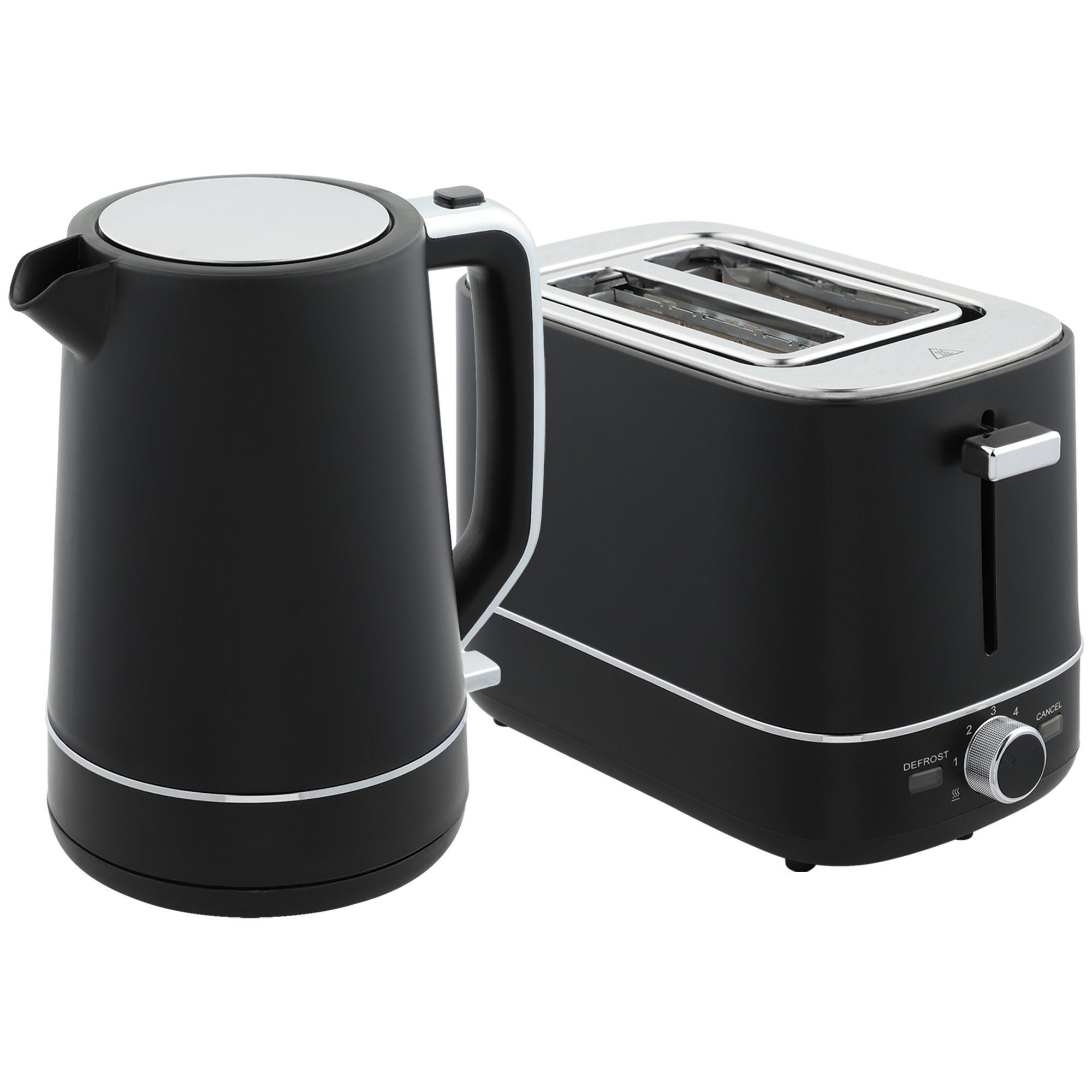HOMCOM Set aus 1,7 L Wasserkocher und Toaster mit 6 Bräunungsstufen, Schwarz/Stahl
