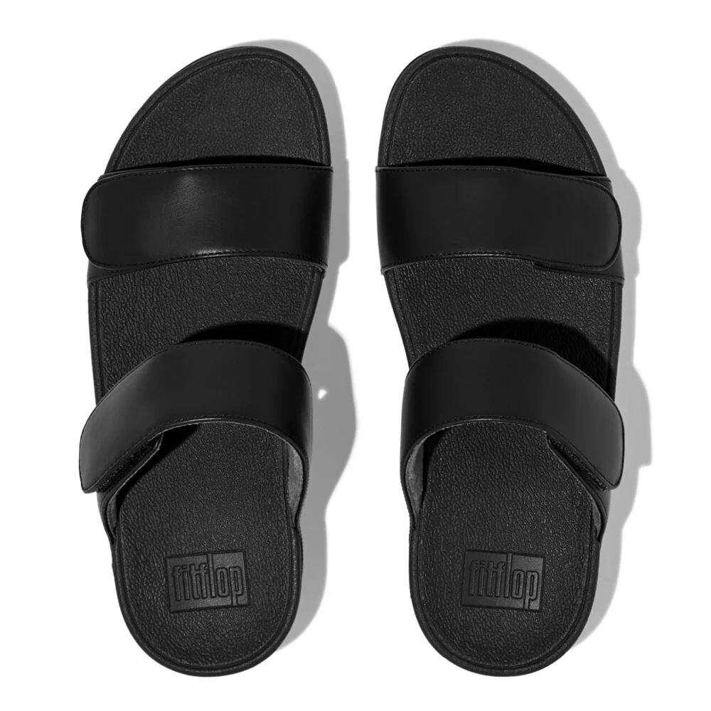 FitFlop Lulu Verstellbare Leder Pantoletten Schwarz