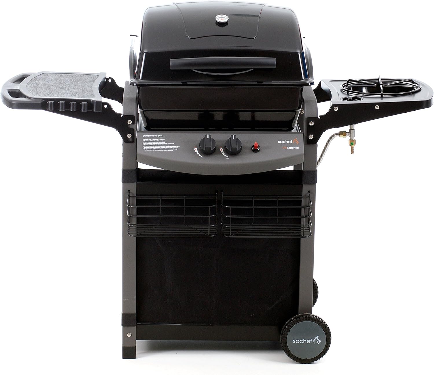 Sochef Piùsaporillo Barbecue, Sistema di Cottura a Pietra Lavica, Nero, 52x122x103 cm