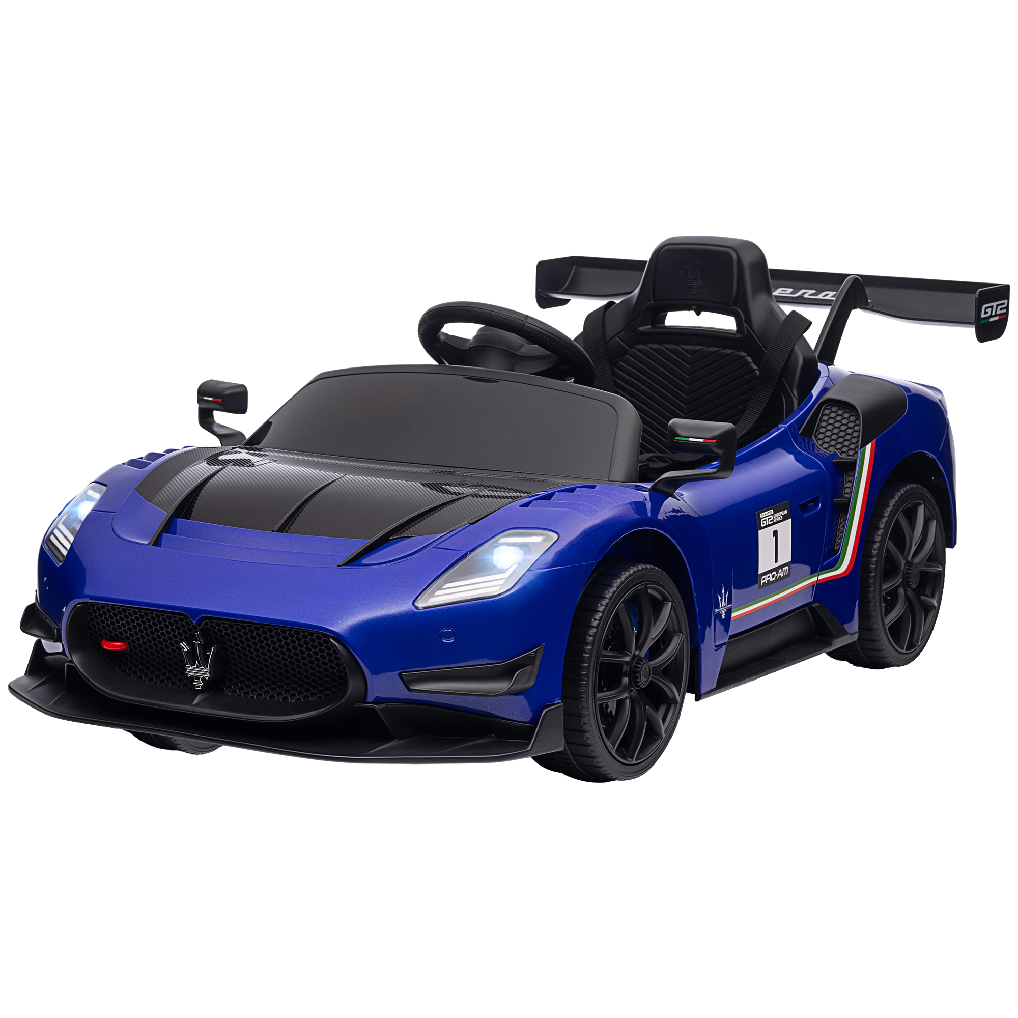 AIYAPLAY Elektrische Kinderauto 12V, Gelicenseerd, Afstandsbediening, Schokabsorberende Wielen, Blauw, 115x60x45 cm