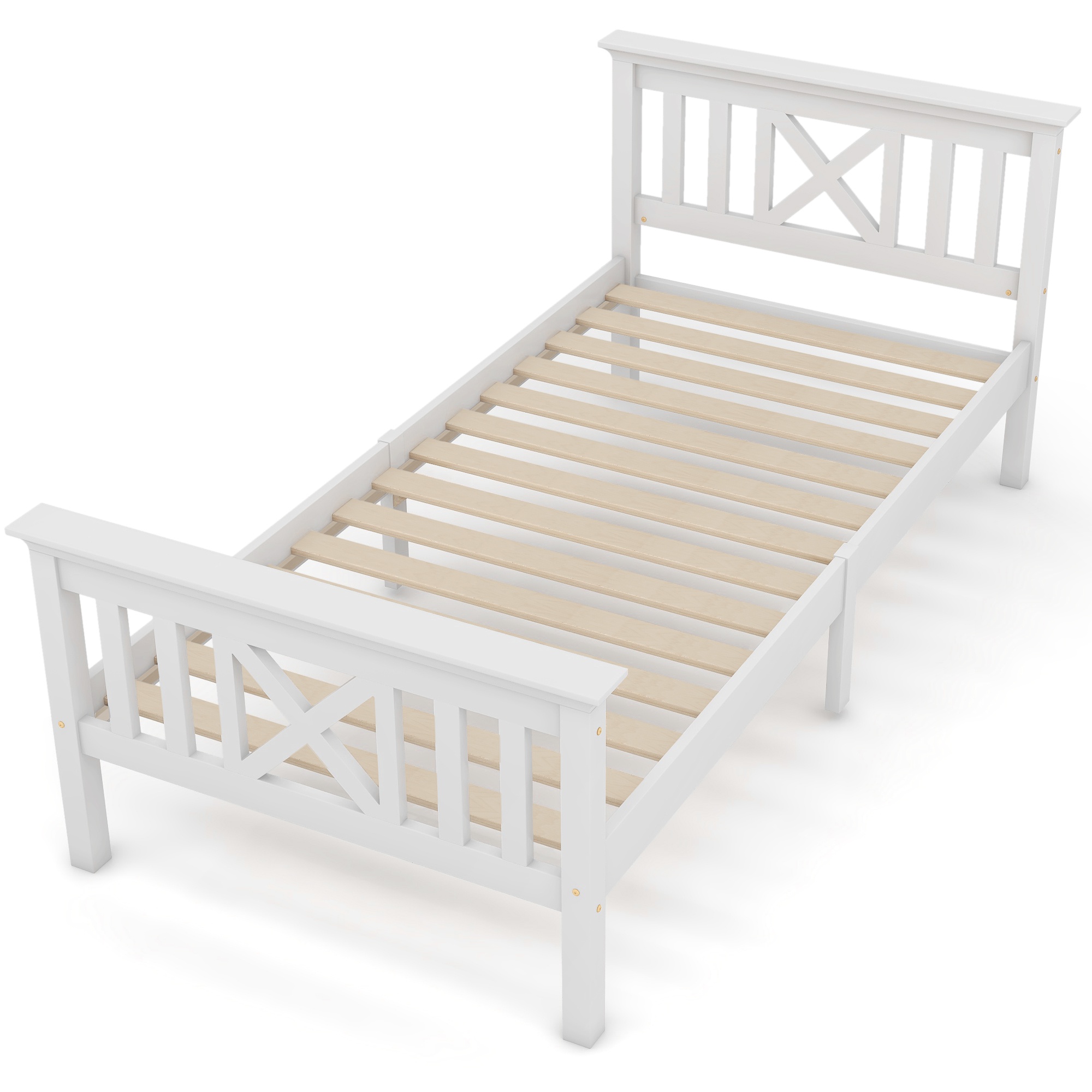 Minimalistisches Einzelbett 90x200 cm mit Stauraum fürs Wohnzimmer, Weiß