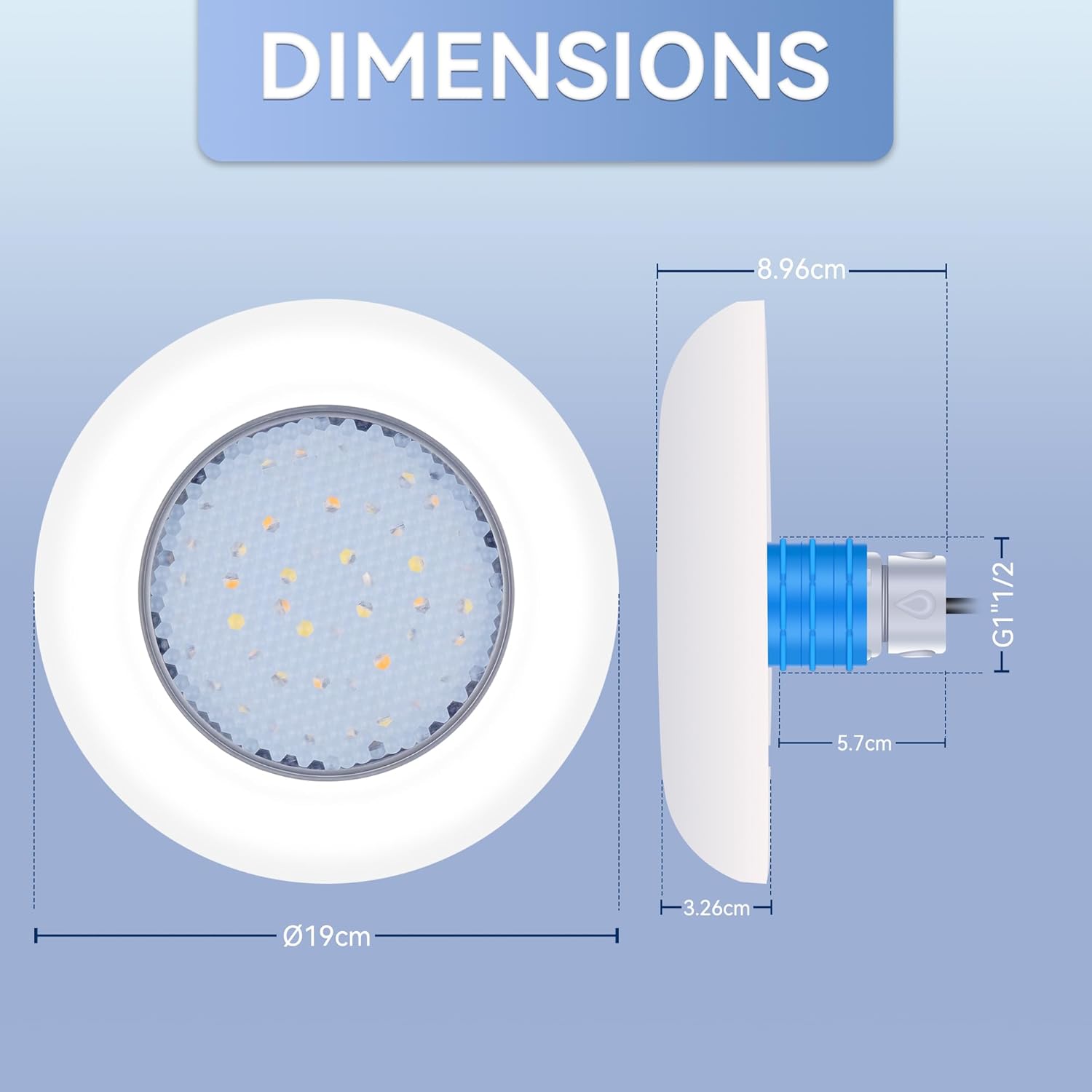 LyLmLe LED Poolbeleuchtung mit Außengewinde 1 1/2