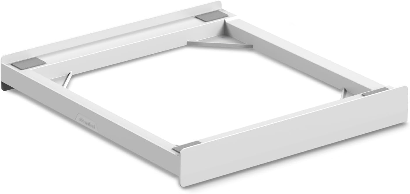 Meliconi Evo L60 Tower Base, Universal Washer Dryer Overlay Kit, Pre-Assembled Support with Removable Wooden Shelf, Safety Strap Included, Load 250 kg, White