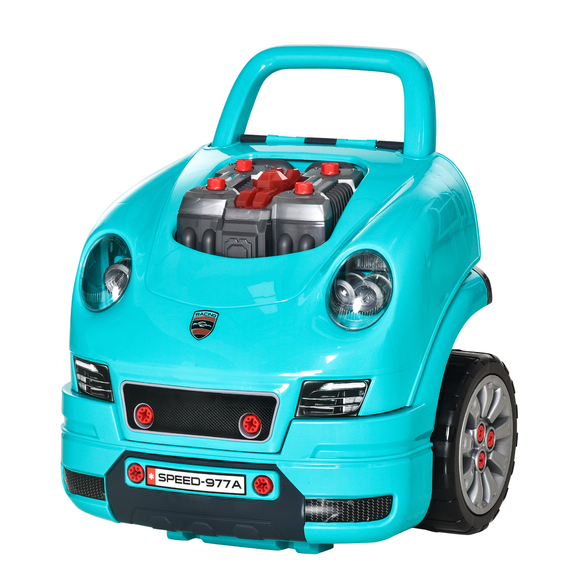 HOMCOM LKW Mechaniker 2 in 1 Kinder Bastelset Mechaniker Nachahmungsspiel zahlreiche Zubehörteile insgesamt 61 Teile Blau