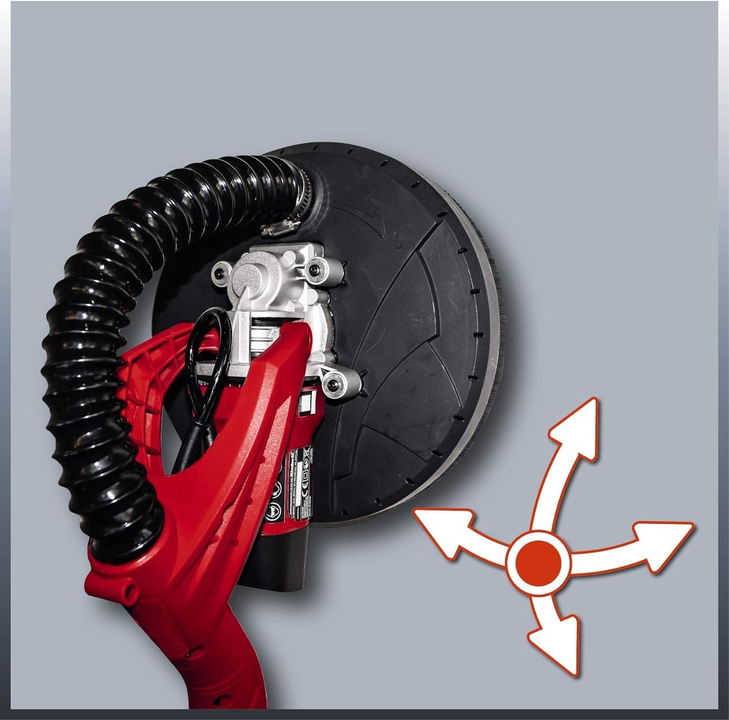 Einhell TC-DW 225 Levigatrice per muro telescopica (230-240 V, 600 W, diam. Platorello 225mm, impugnatura telescopica fino a 165 cm, attacco per aspiratore, incl. 6 carte abrasive e valigetta)
