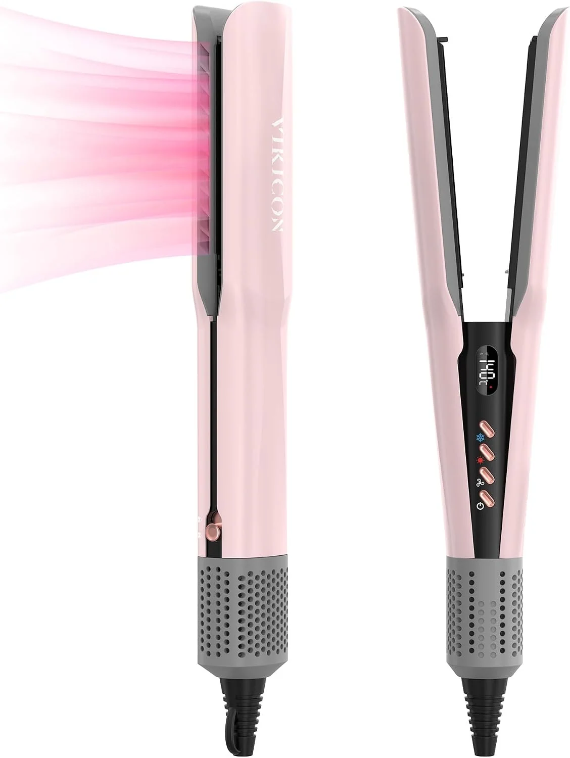 Air Haarglätter Ohne Heizplatten, Ionen-Styling für langes Haar, Luft-Glätteisen für Glätteisen Locken und Glätten, Hellrosa, haarschonend, mehr Glanz