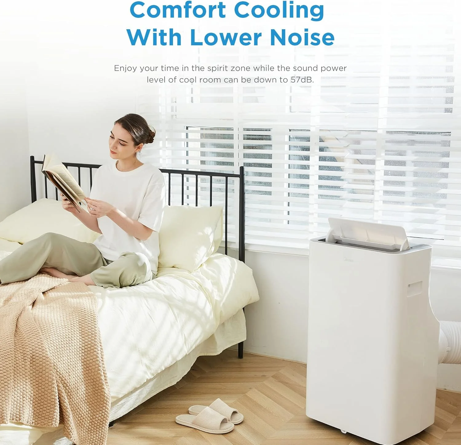 Midea Mobiles Klimager?t Silent Cool 26 Pro WF, 9000 BTU 2,6kW, K��hlen&Ventilieren&Entfeuchten, Raumgr??e bis 88m3(33�O), APP-Steuerung/Alexa/Google Home/IFTTT, Mobile Klimaanlage mit Abluftschlauch