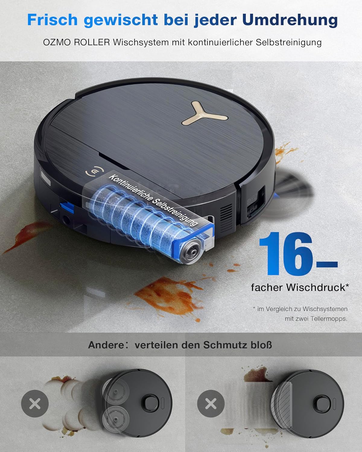 ECOVACS DEEBOT X9 PRO Omni Saugroboter mit Wischfunktion, 16.600 Pa, OZMO Roller, ZeroTangle 3.0,TruEdge 2.0, Heißwasser-Moppwäsche, Heißlufttrocknung, All-in-One Omni Station, YIKO-GPT