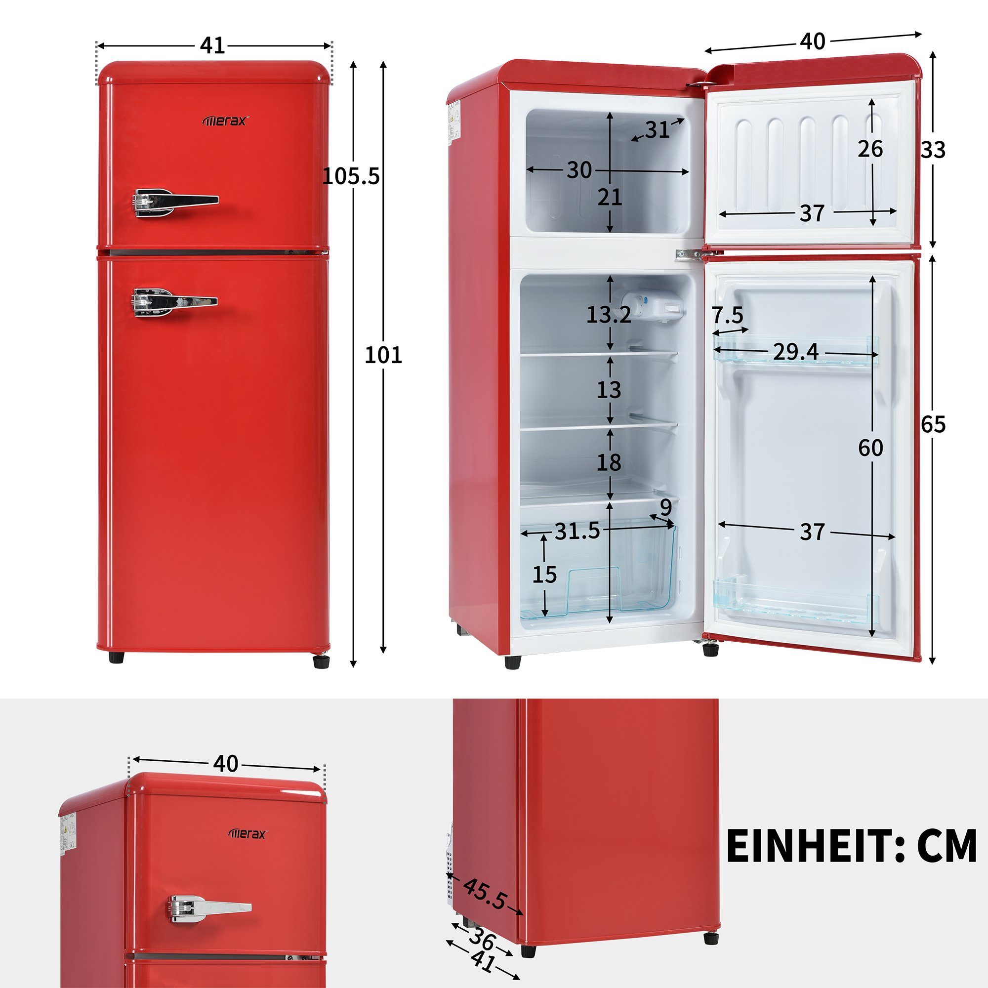 Kühlschrank Retro Kühl-/Gefrierkombination BCD-102