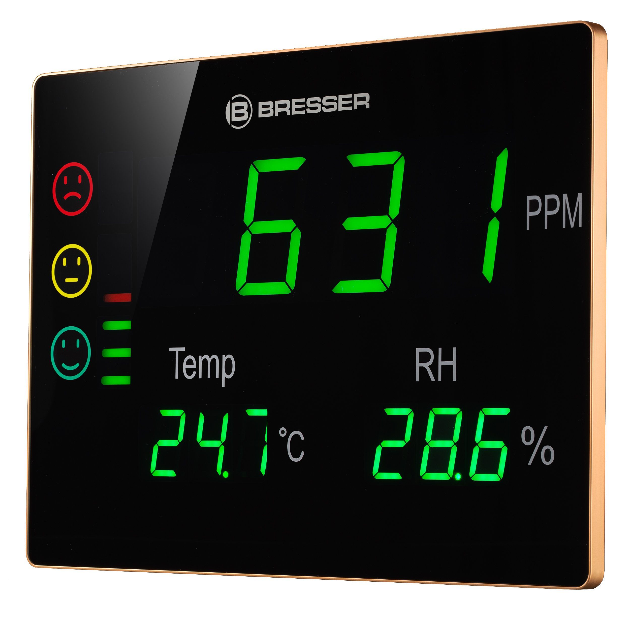 Raumluft-Qualitätssensor BRESSER CO2-Messgerät Smile XXL mit CO2-Ampel und extragroßem LED-Dis…