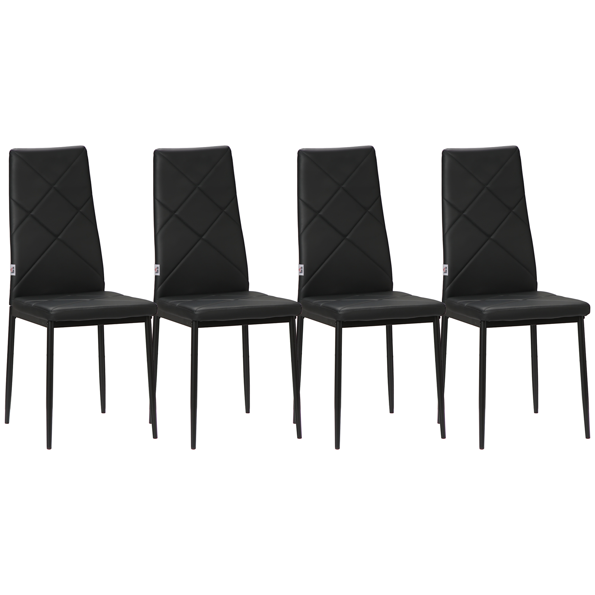 HOMCOM 4er-Set Stühle Esszimmerstühle Küchenstühle, modernes Design, 41 cm x 50 cm x 97 cm, Schwarz