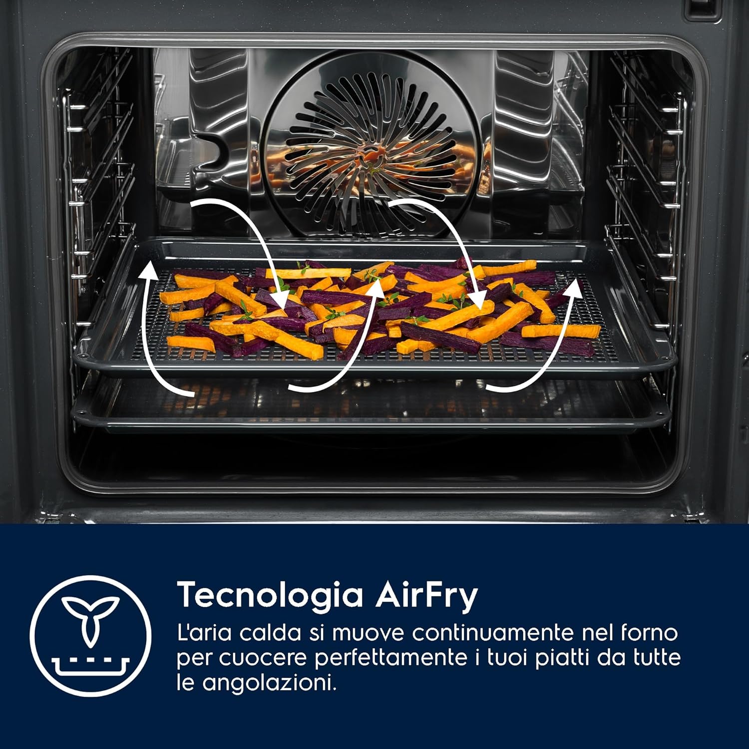Electrolux Serie 500 Forno da Incasso Multifunzione Pirolitico, Capacità 72 L, EOM4P46TX, Classe A+, Funzione AirFry, Cottura Multilivello, 590x560x550mm, Inox antimpronta