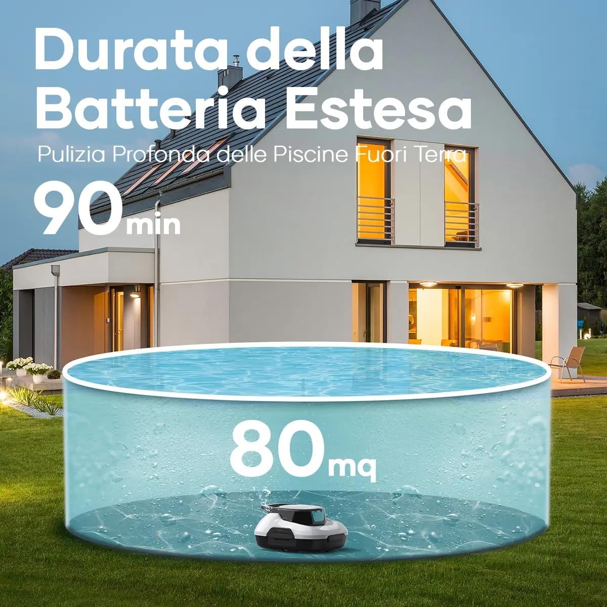AIPER Scuba SE, Robot per piscina senza fili, Batteria a doppia azionamento, Parcheggio automatico, Adatto per piscine piatte fino a 80 mq, Drenaggio rapido, Autonomia 90 min (Beige)