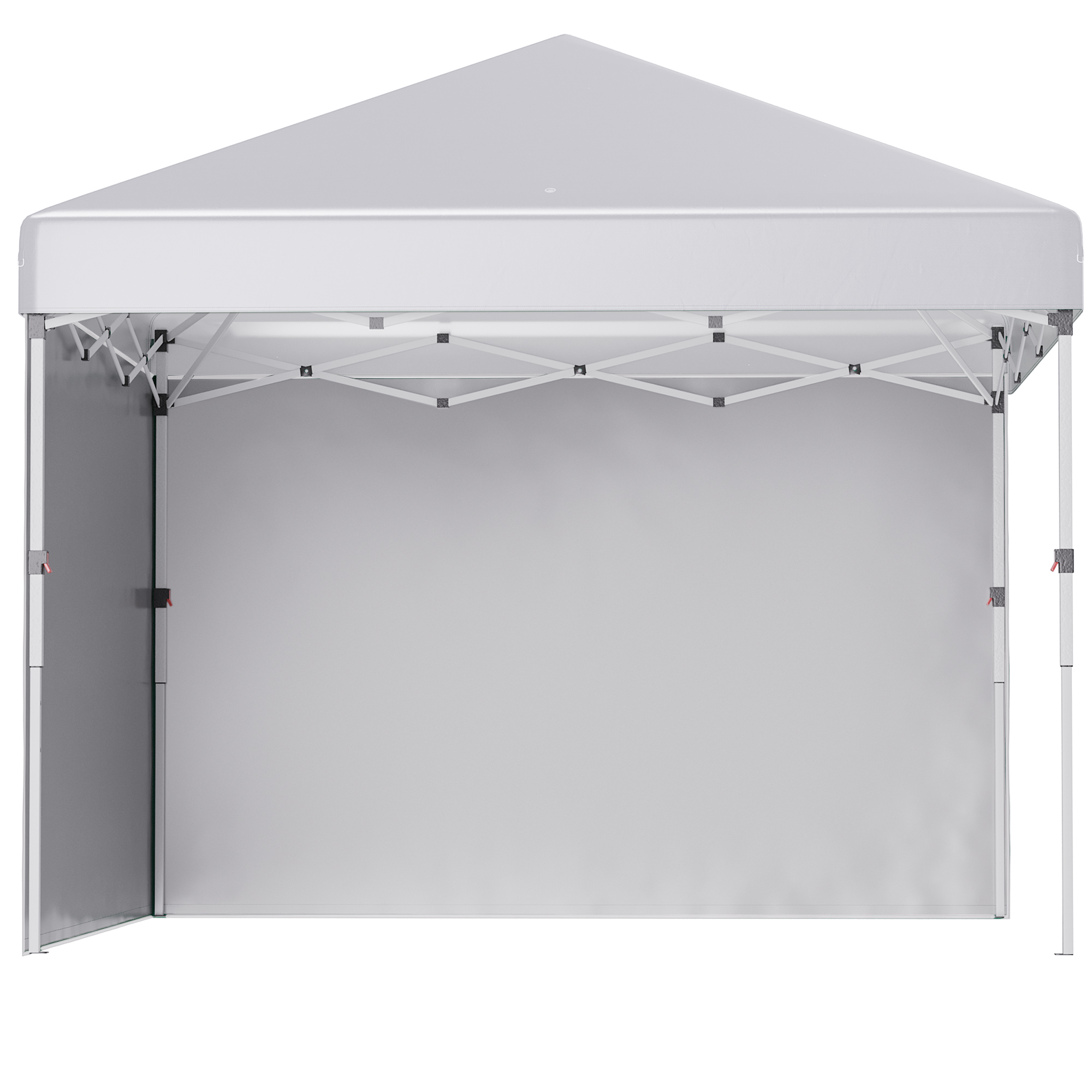 Outsunny Faltpavillon, 2 Seitenwände, höhenverstellbar, mit Transporttasche, rostfreies Stahlgestell, 3x3 m, Weiß