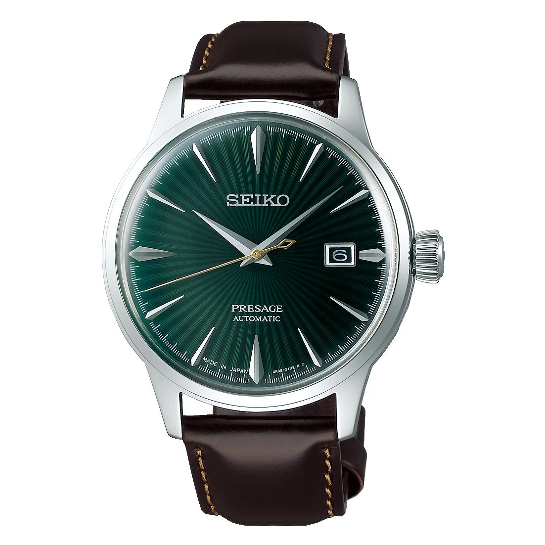 Orologio elegante Seiko Presage SRPD37J1 verde radiale.