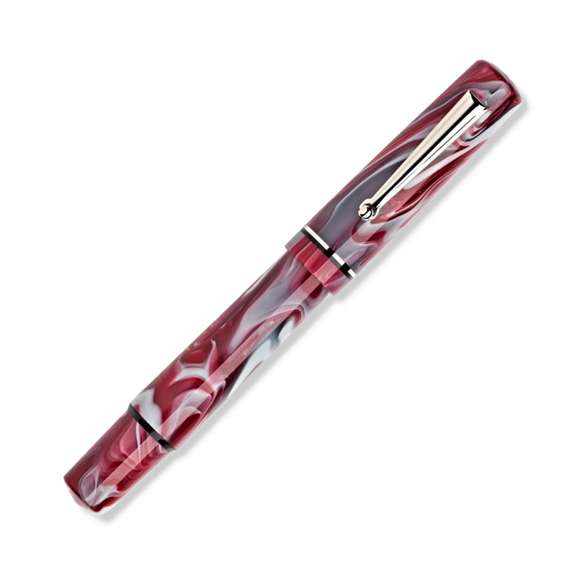 Delta Spaccanapoli Fountain pen - Ruffo (Pink Swirl) with Silver Trim